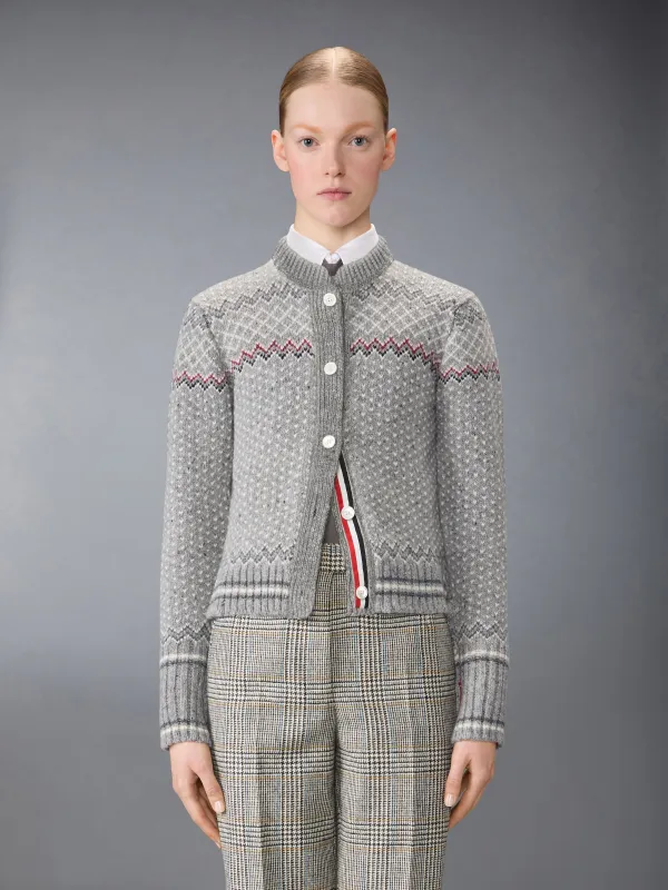 FAIR ISLE JACQUARD DONEGAL CROPPED CARDIGAN made by Thom Browne