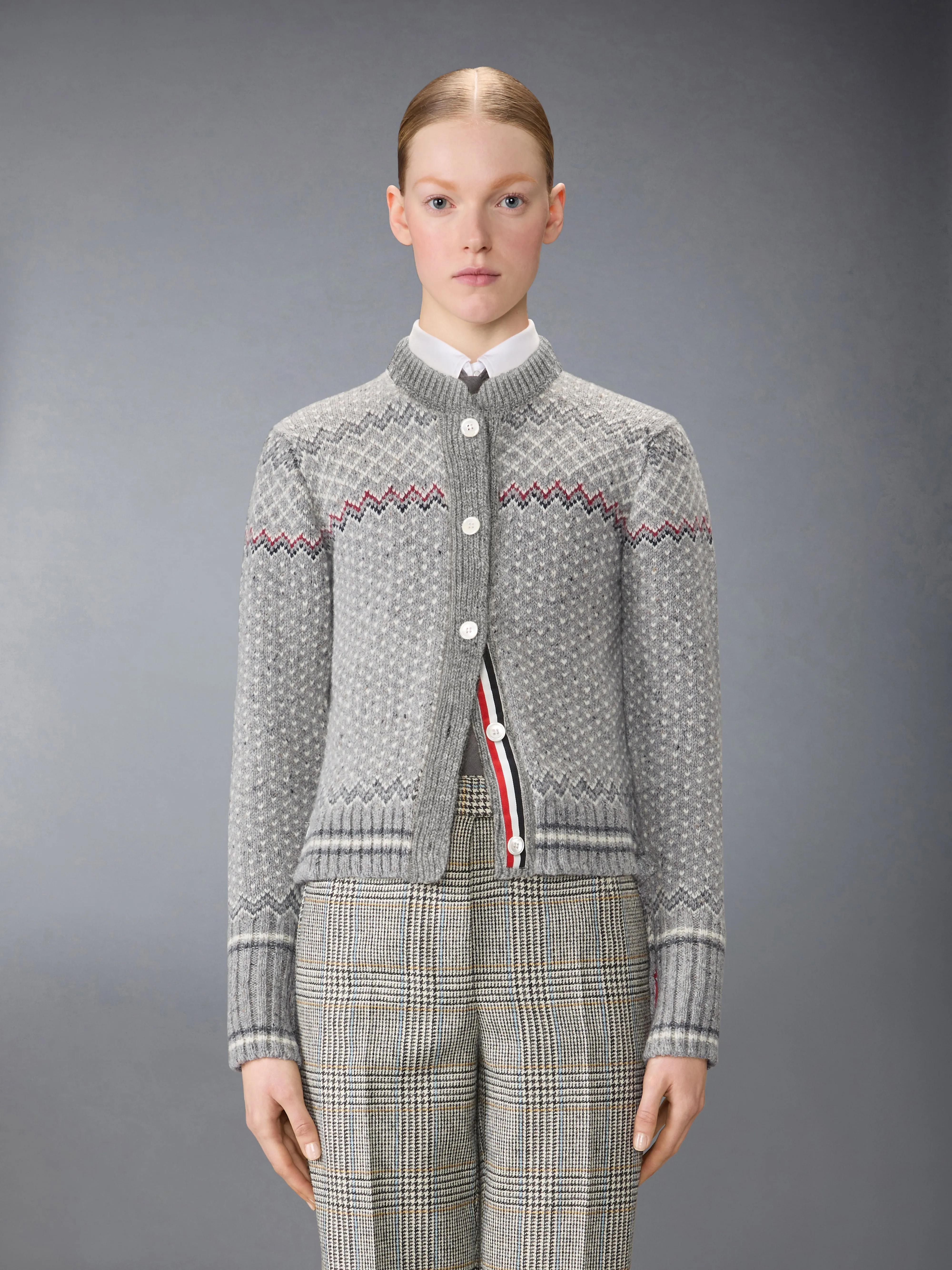 FAIR ISLE JACQUARD DONEGAL CROPPED CARDIGAN sold by Thom Browne