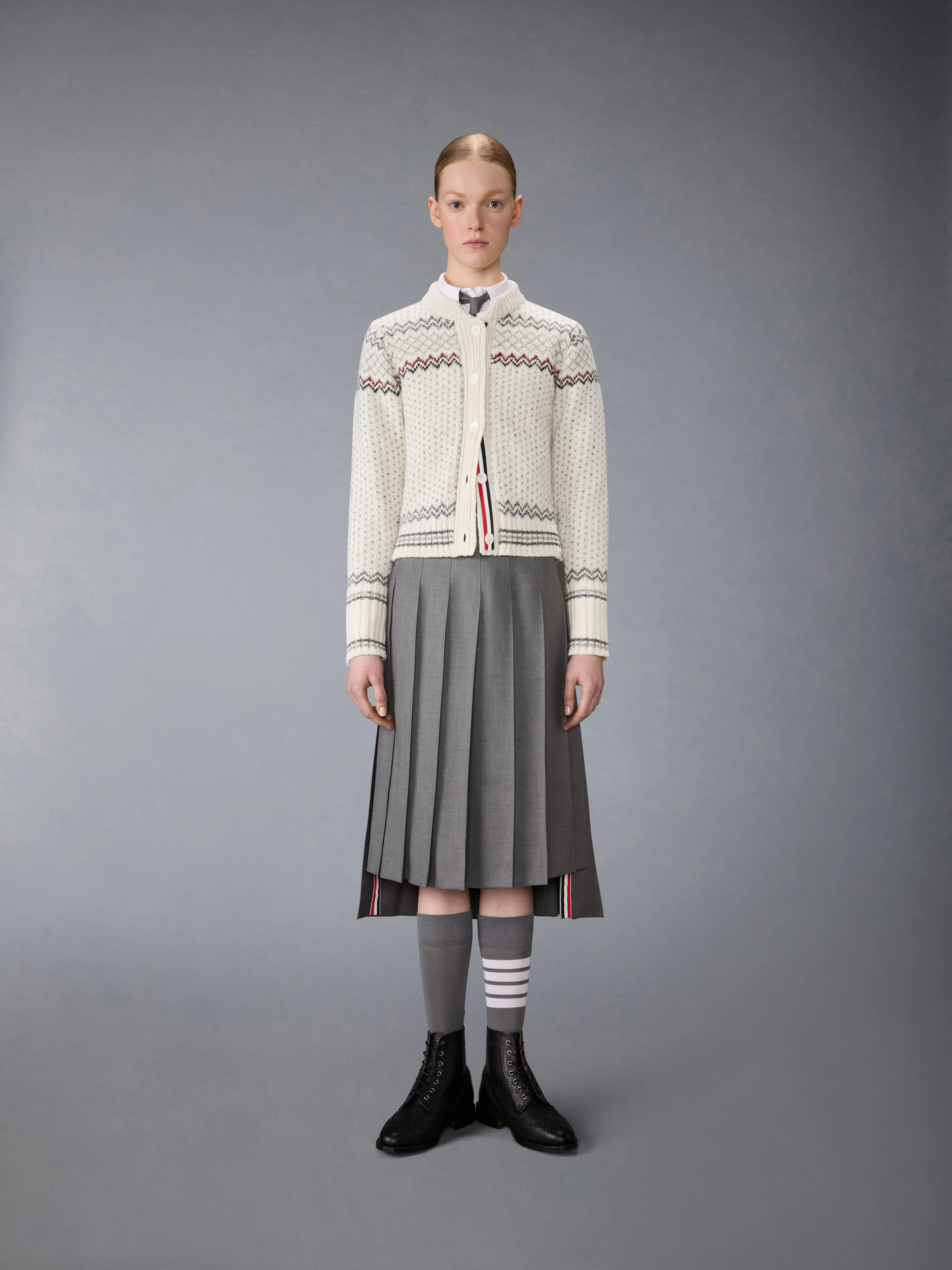 FAIR ISLE JACQUARD DONEGAL CROPPED CARDIGAN sold by Thom Browne product image thumbnail 3