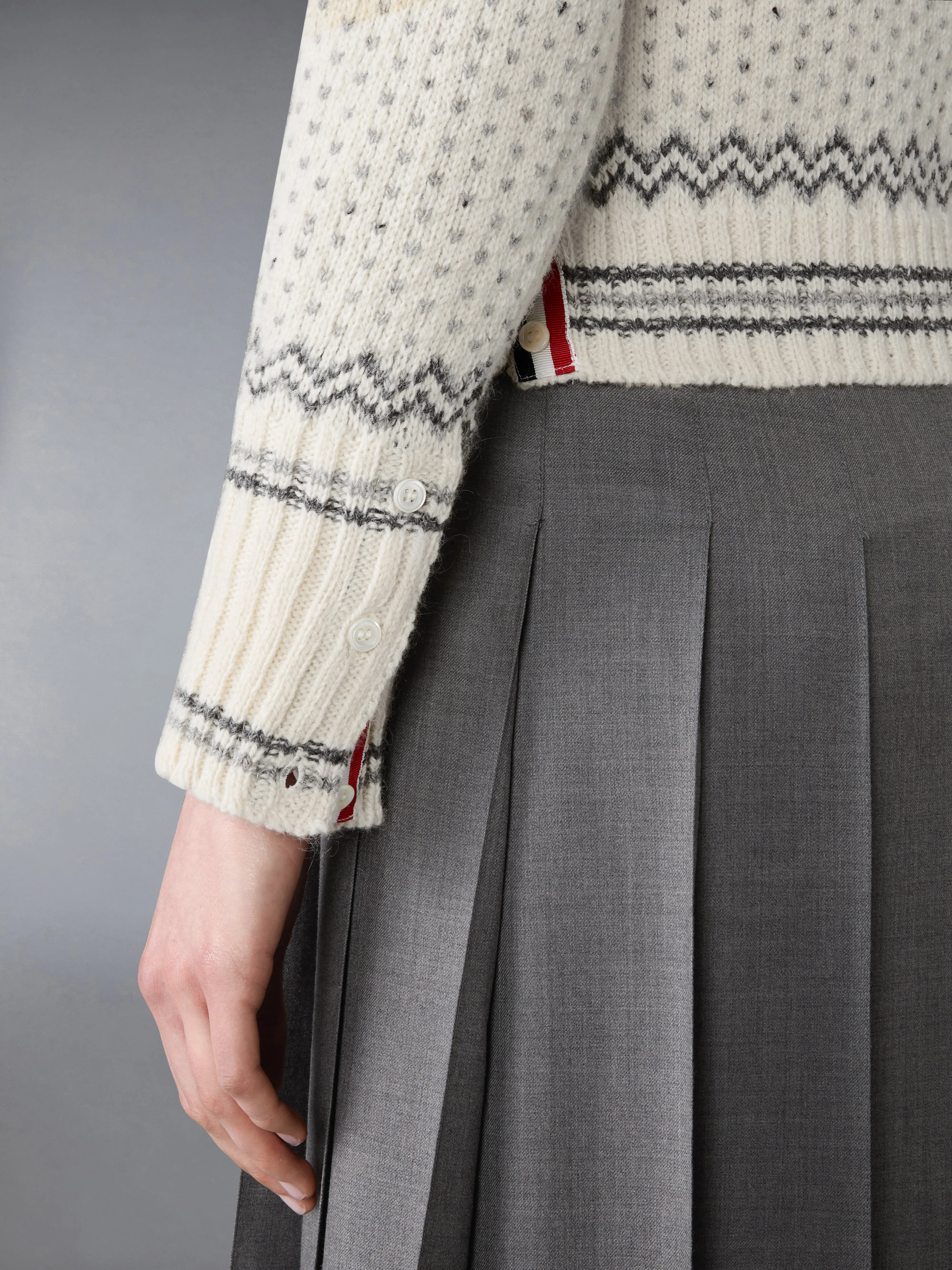FAIR ISLE JACQUARD DONEGAL CROPPED CARDIGAN sold by Thom Browne product image thumbnail 4