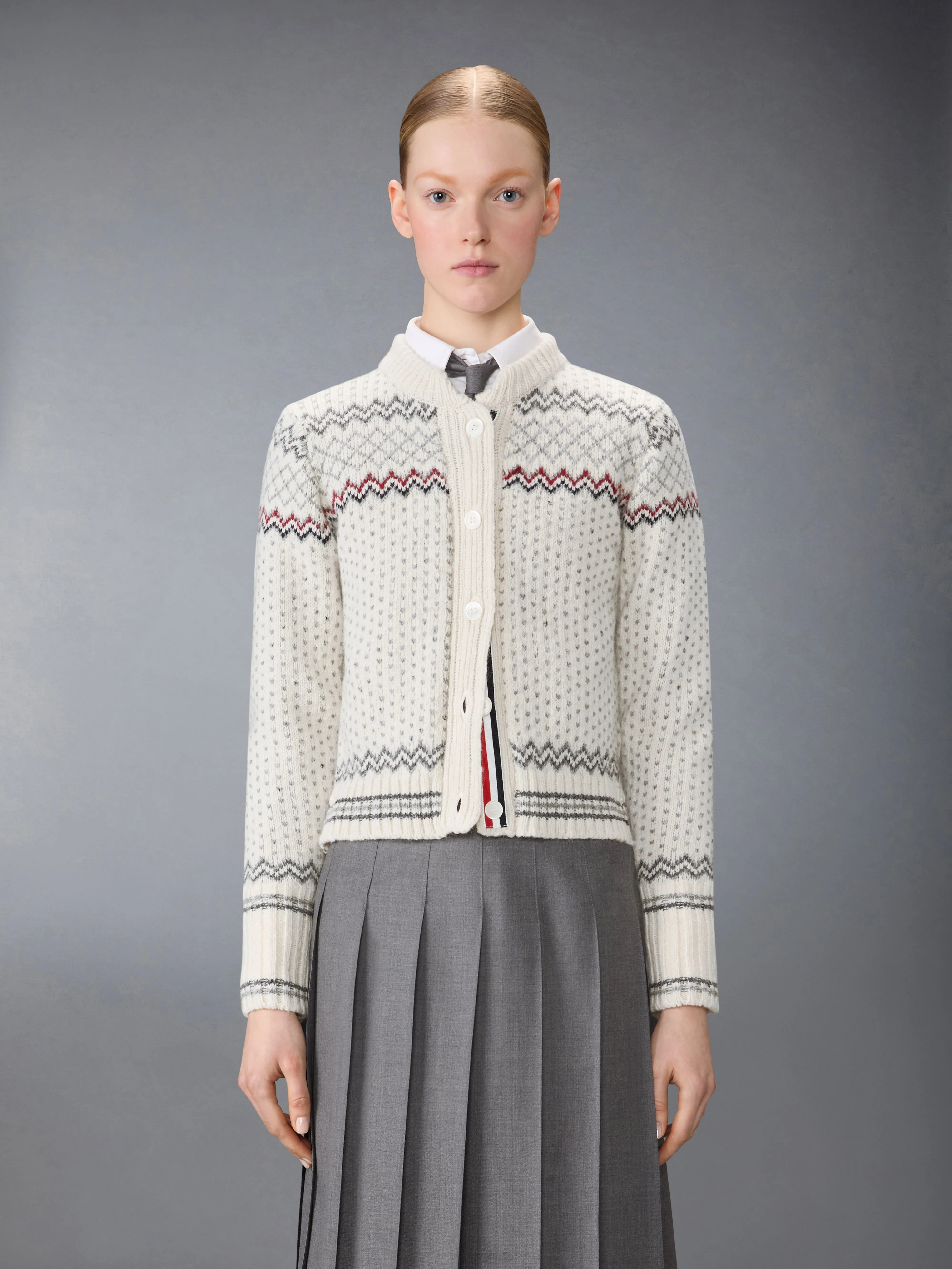 FAIR ISLE JACQUARD DONEGAL CROPPED CARDIGAN sold by Thom Browne