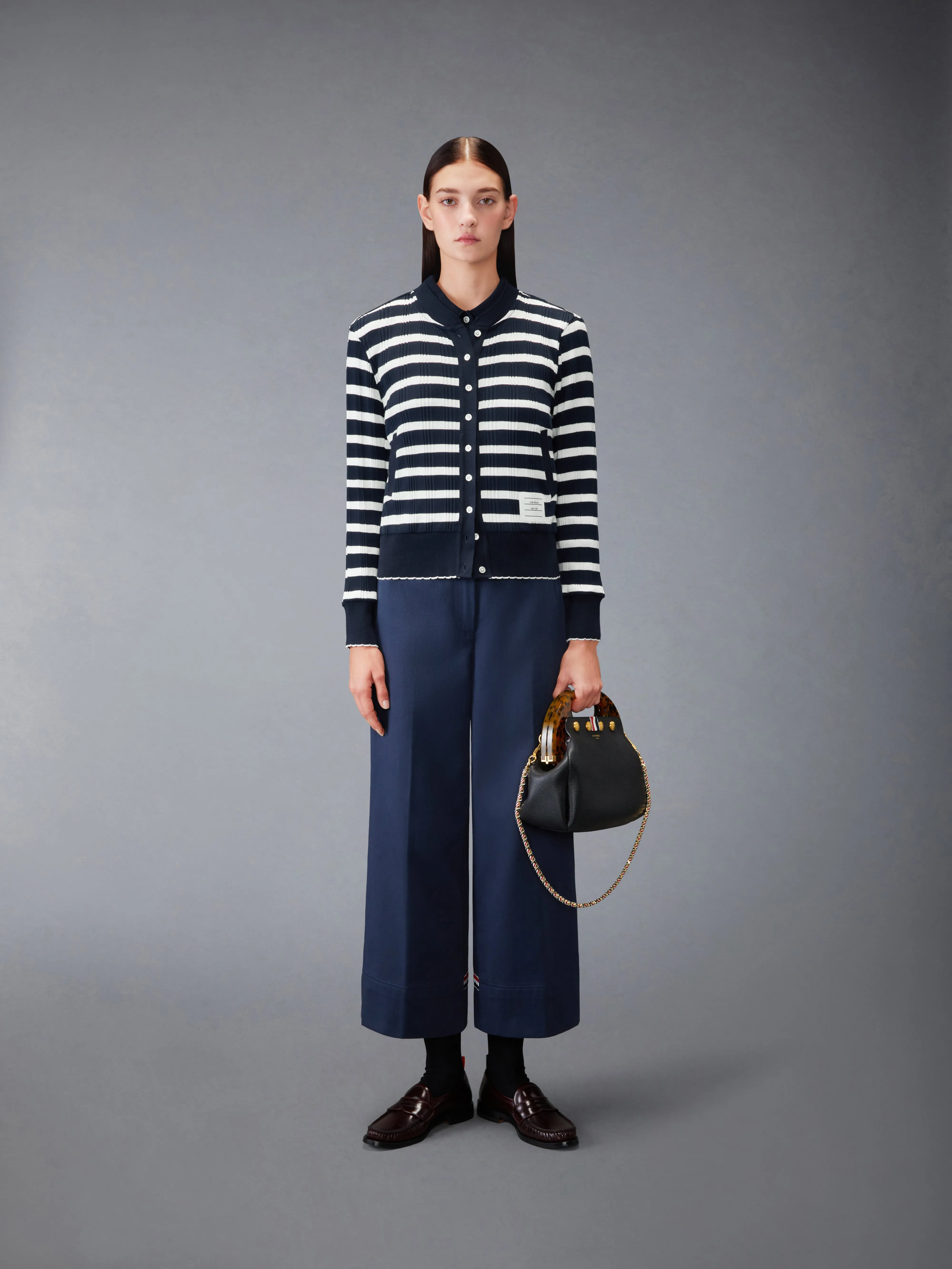 STRIPED SCALLOP EDGE SLEEVELESS POLO sold by Thom Browne product image thumbnail 3