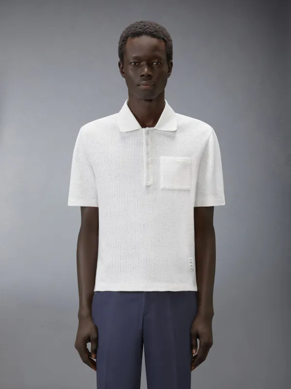 TEXTURED COTTON LINEN POLO made by Thom Browne