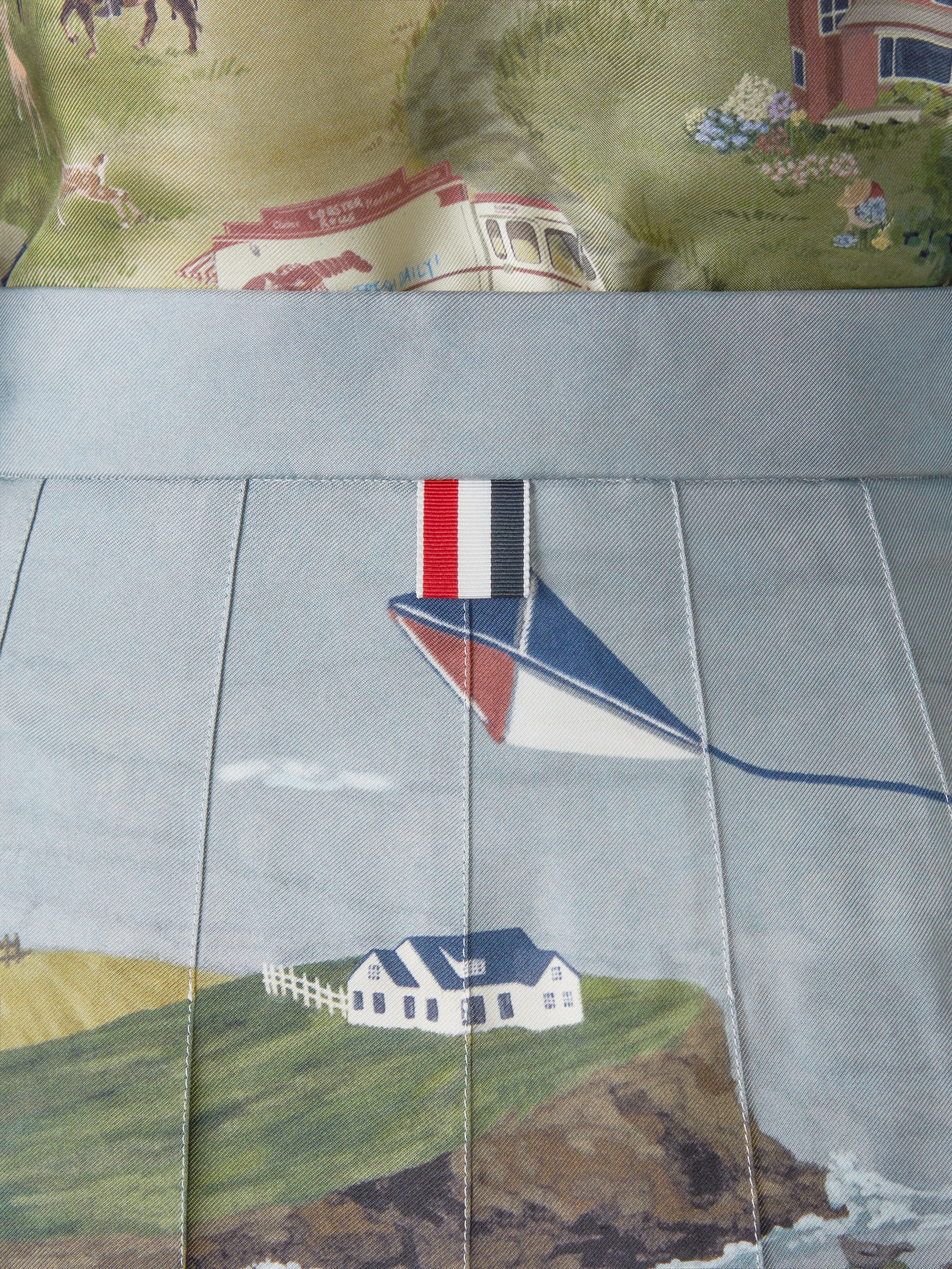 NANTUCKET SCENIC SILK TWILL PLEATED SKIRT sold by Thom Browne product image thumbnail 5