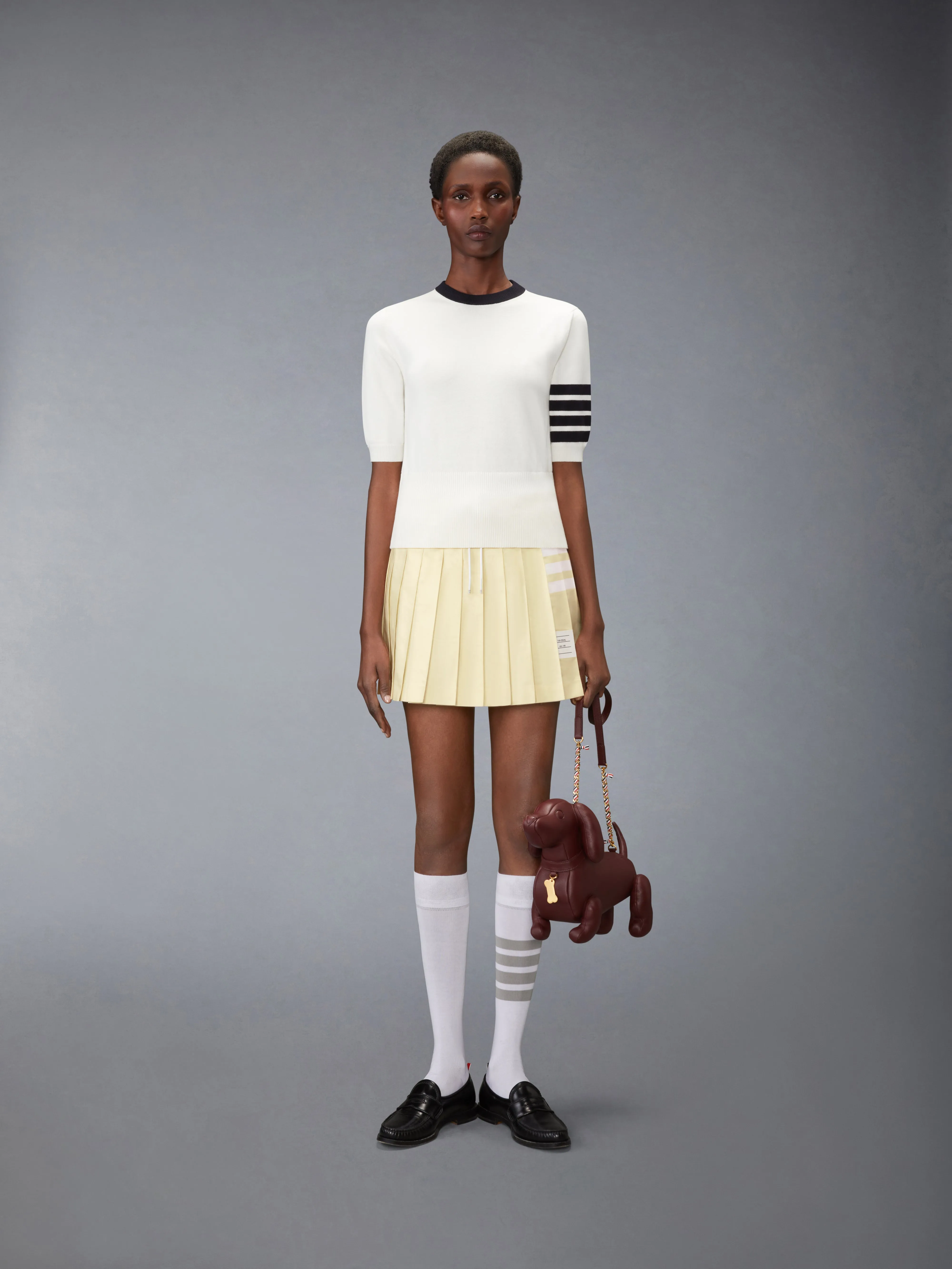 OXFORD 4-BAR DRAWSTRING PLEATED MINI SKIRT sold by Thom Browne product image thumbnail 4