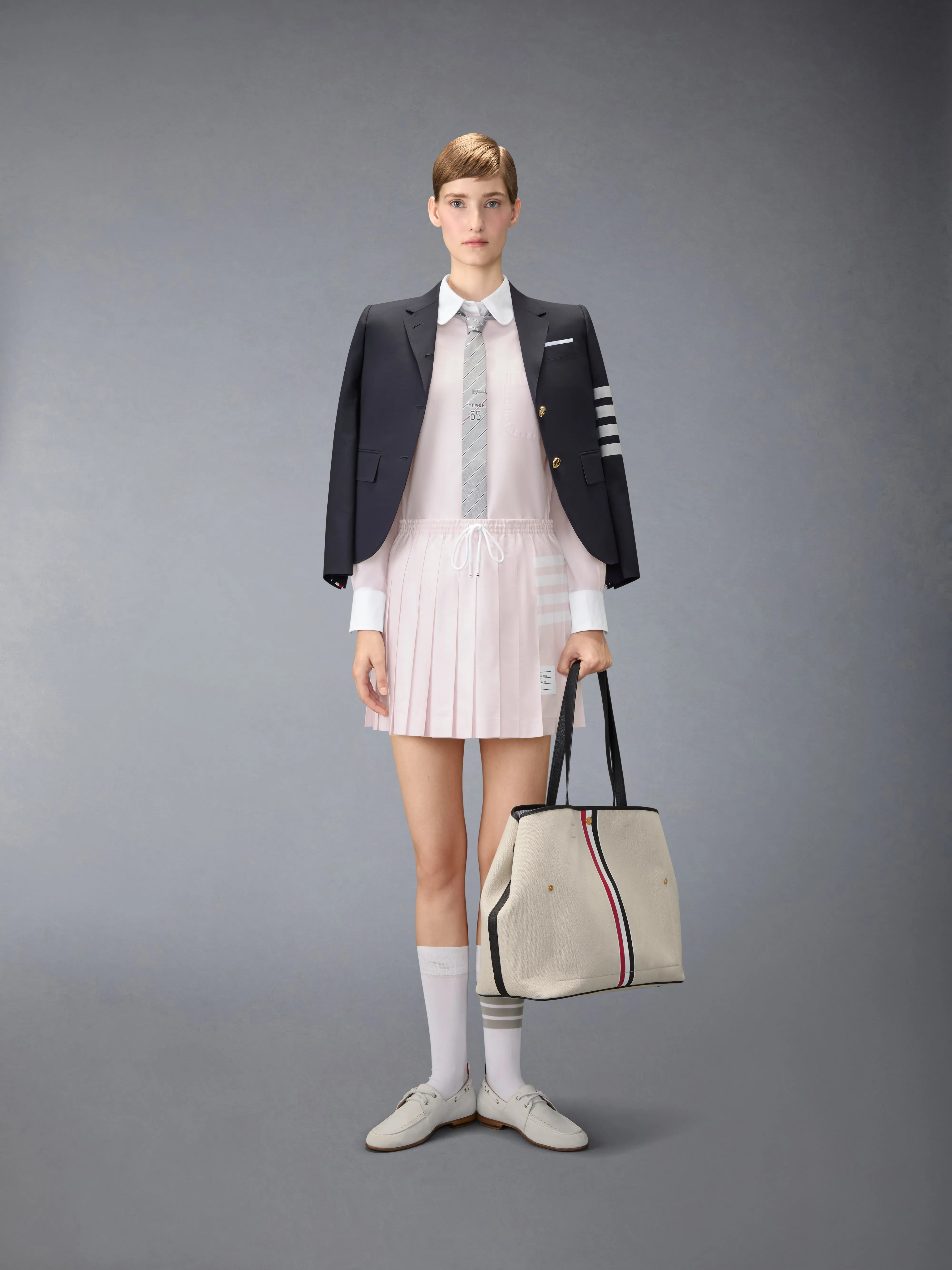 OXFORD 4-BAR DRAWSTRING PLEATED MINI SKIRT sold by Thom Browne product image thumbnail 4
