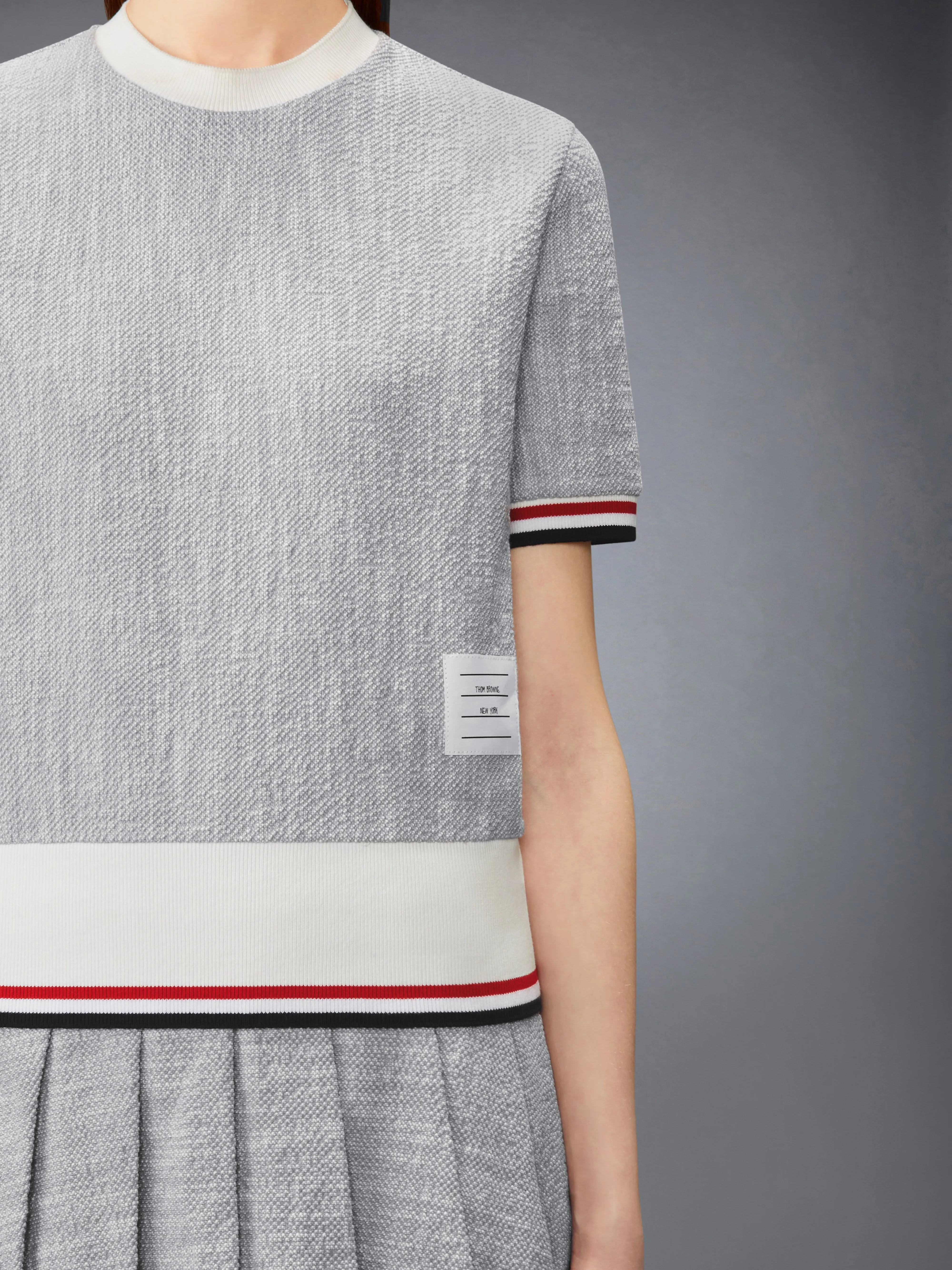 COTTON TWEED RWB CUFF TEE sold by Thom Browne product image thumbnail 5