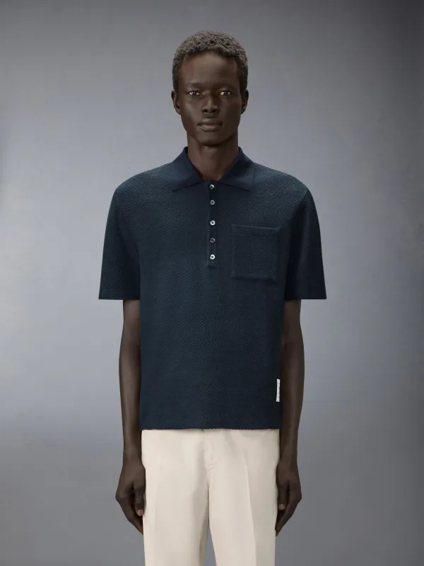 TEXTURED COTTON LINEN POLO made by Thom Browne