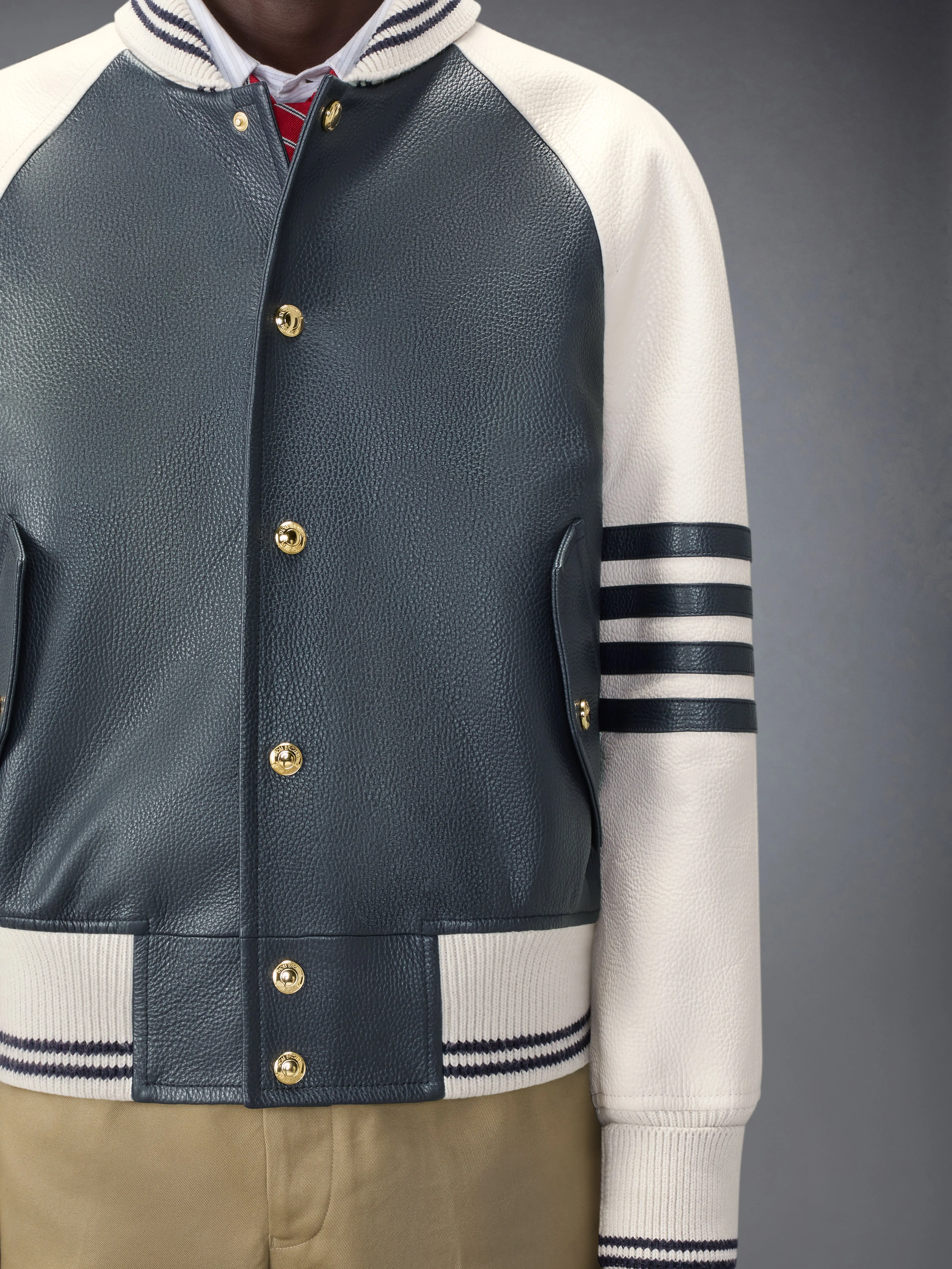 RAGLAN SLEEVE OVERSIZED LEATHER BLOUSON sold by Thom Browne product image thumbnail 4