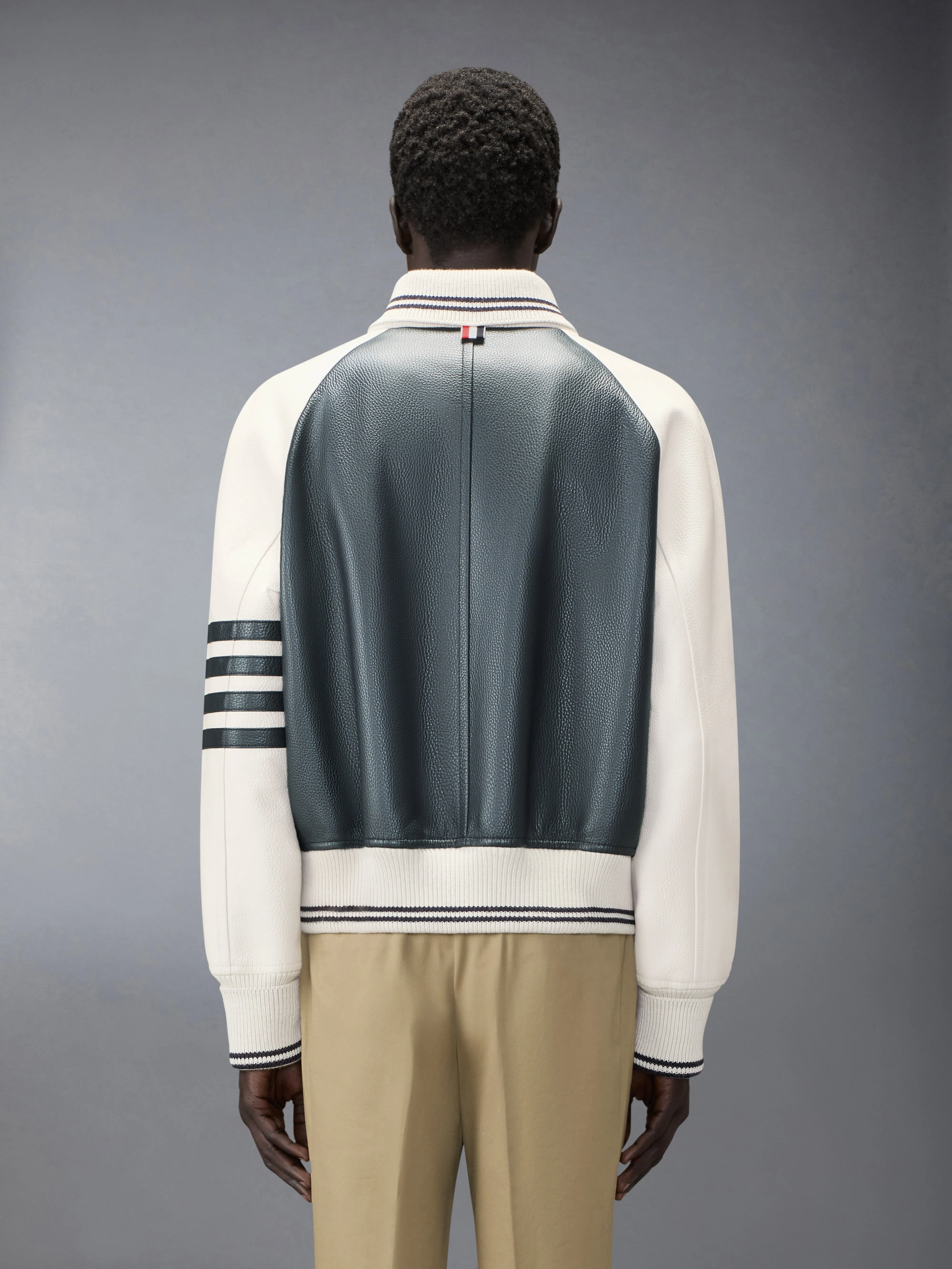 RAGLAN SLEEVE OVERSIZED LEATHER BLOUSON sold by Thom Browne product image thumbnail 2