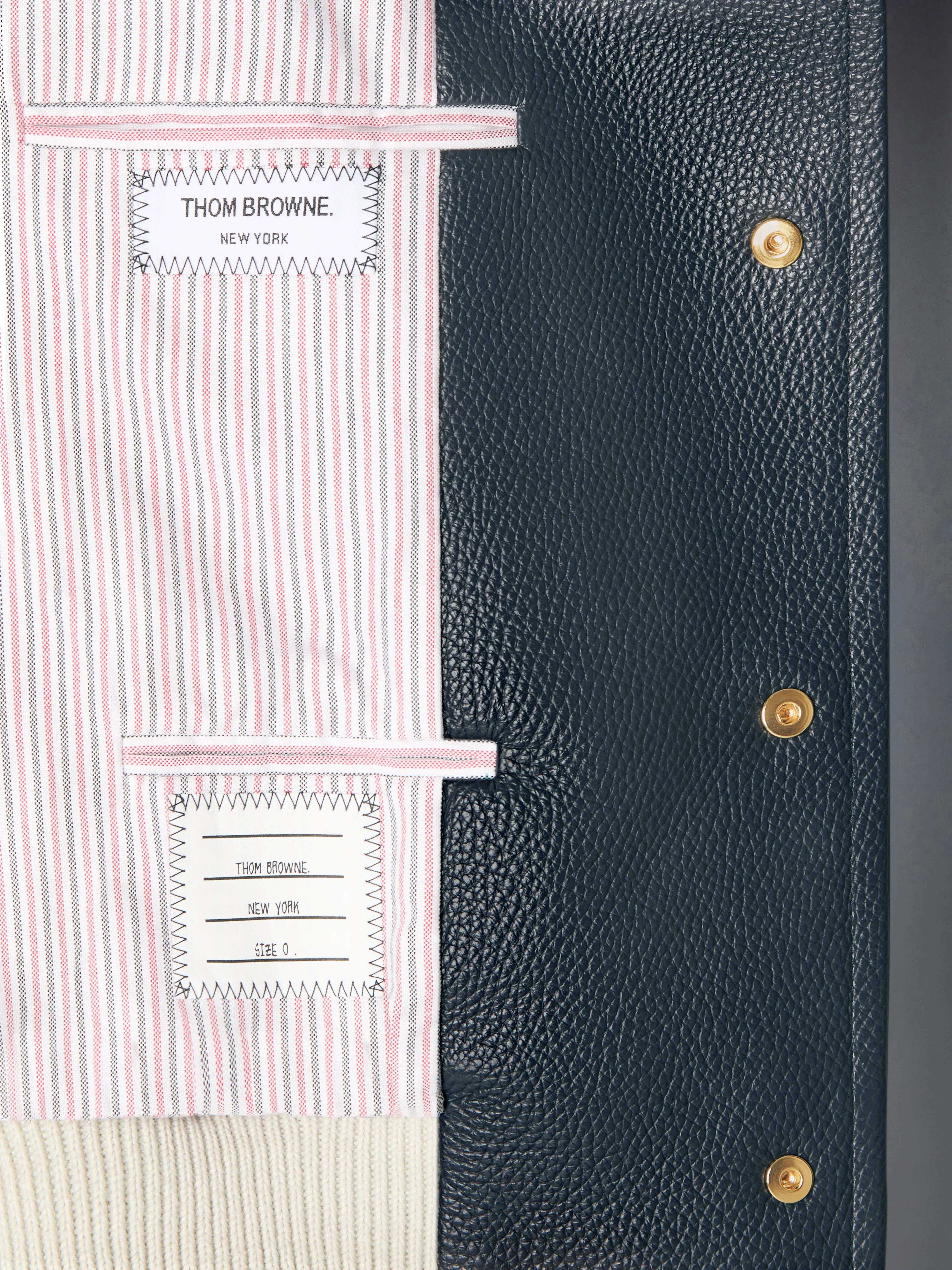 RAGLAN SLEEVE OVERSIZED LEATHER BLOUSON sold by Thom Browne product image thumbnail 5