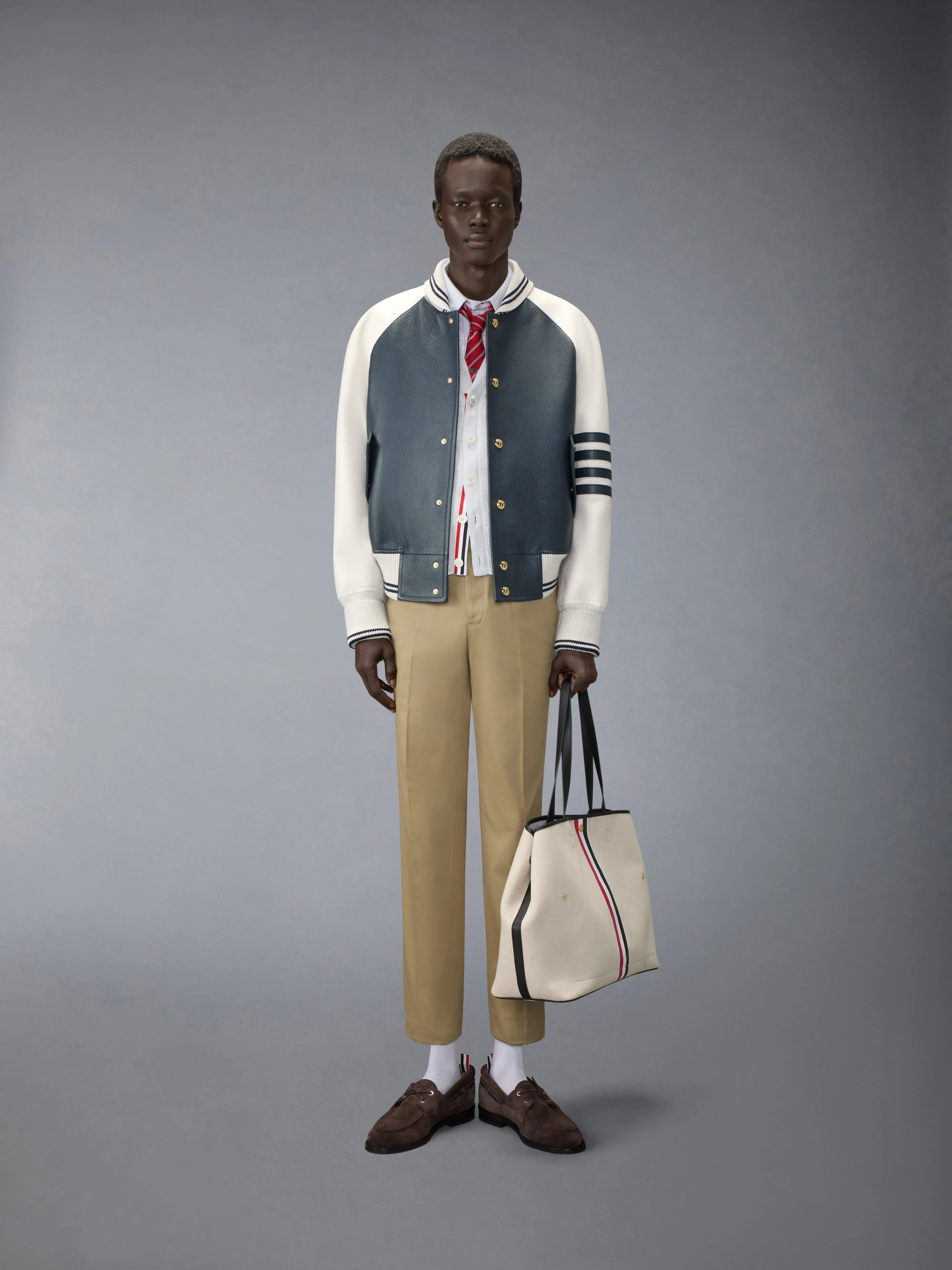 RAGLAN SLEEVE OVERSIZED LEATHER BLOUSON sold by Thom Browne product image thumbnail 3