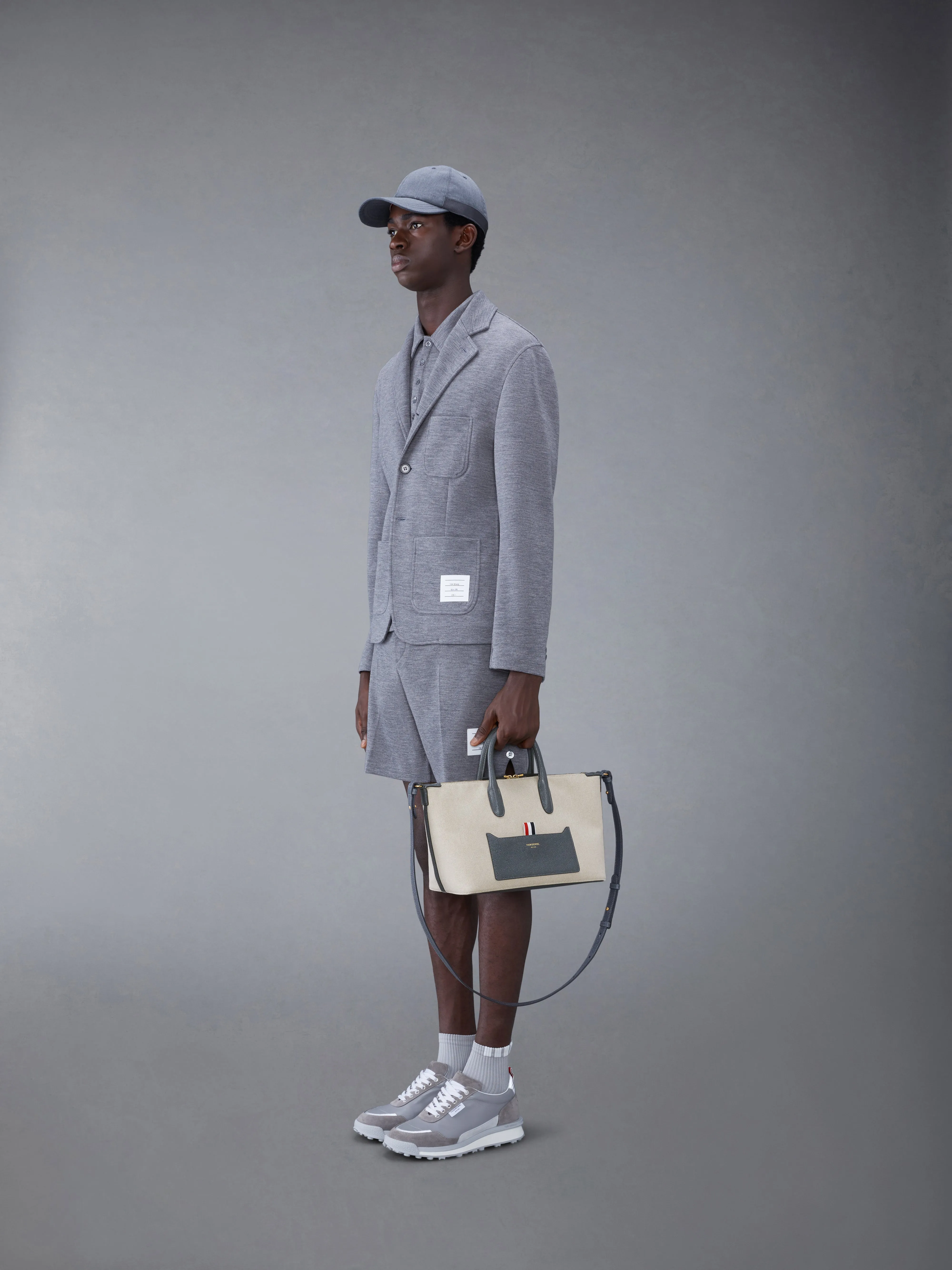 SMALL DUFFLE IN SALT AND PEPPER COTTON CANVAS sold by Thom Browne product image thumbnail 2