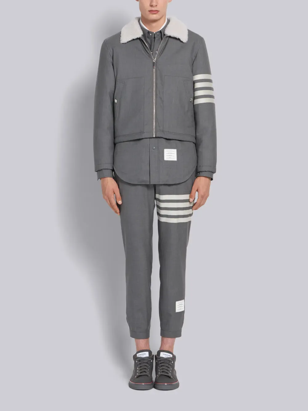 PLAIN WEAVE 4-BAR SWEATPANTS sold by Thom Browne product image thumbnail 4