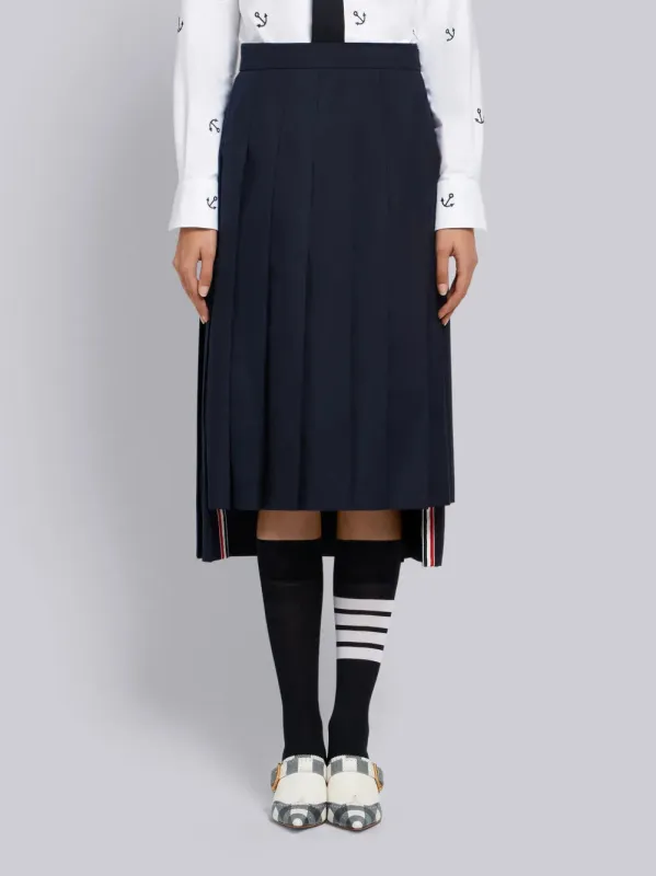 SCHOOL UNIFORM PLAIN WEAVE CLASSIC MIDI PLEATED SKIRT made by Thom Browne