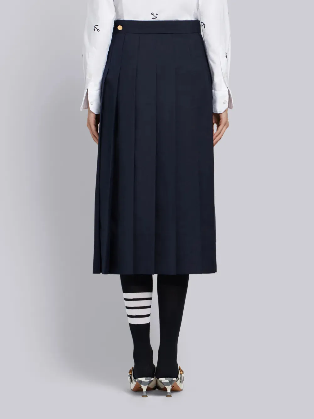 SCHOOL UNIFORM PLAIN WEAVE CLASSIC MIDI PLEATED SKIRT sold by Thom Browne product image thumbnail 3