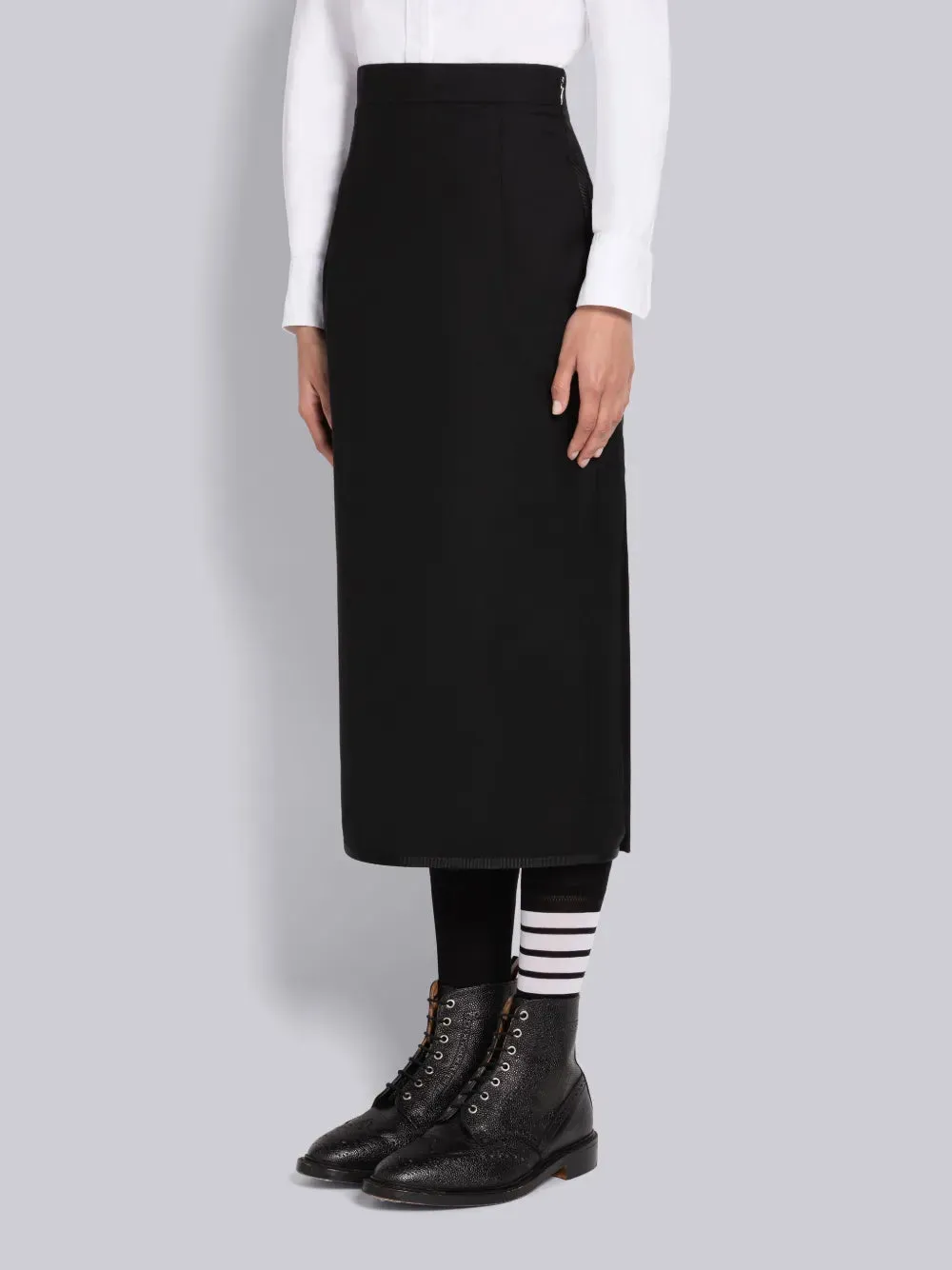 TWILL TIPPING HOLIDAY HIGH WAISTED MIDI PENCIL SKIRT sold by Thom Browne product image thumbnail 2