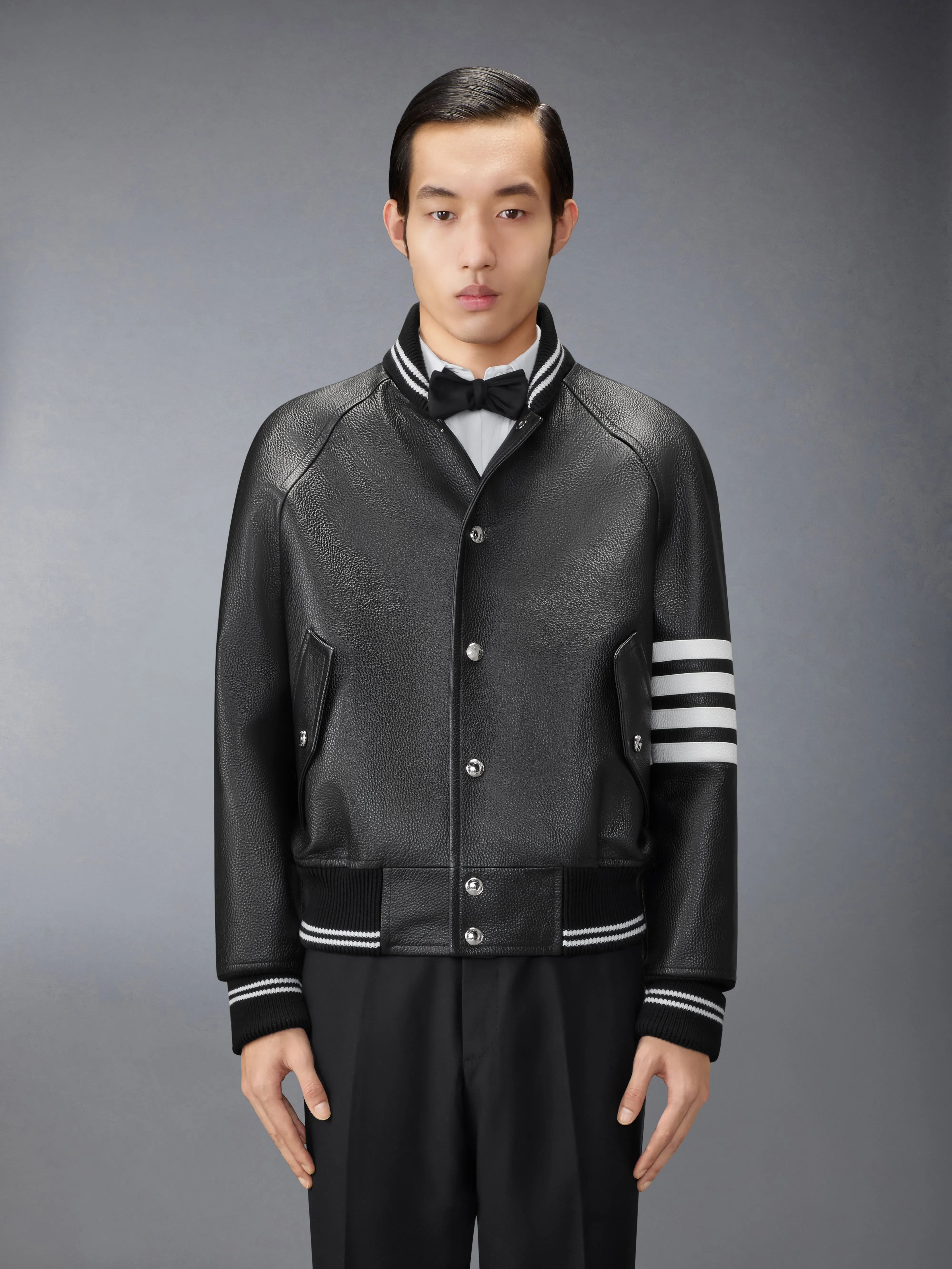 RAGLAN SLEEVE OVERSIZED LEATHER BLOUSON sold by Thom Browne