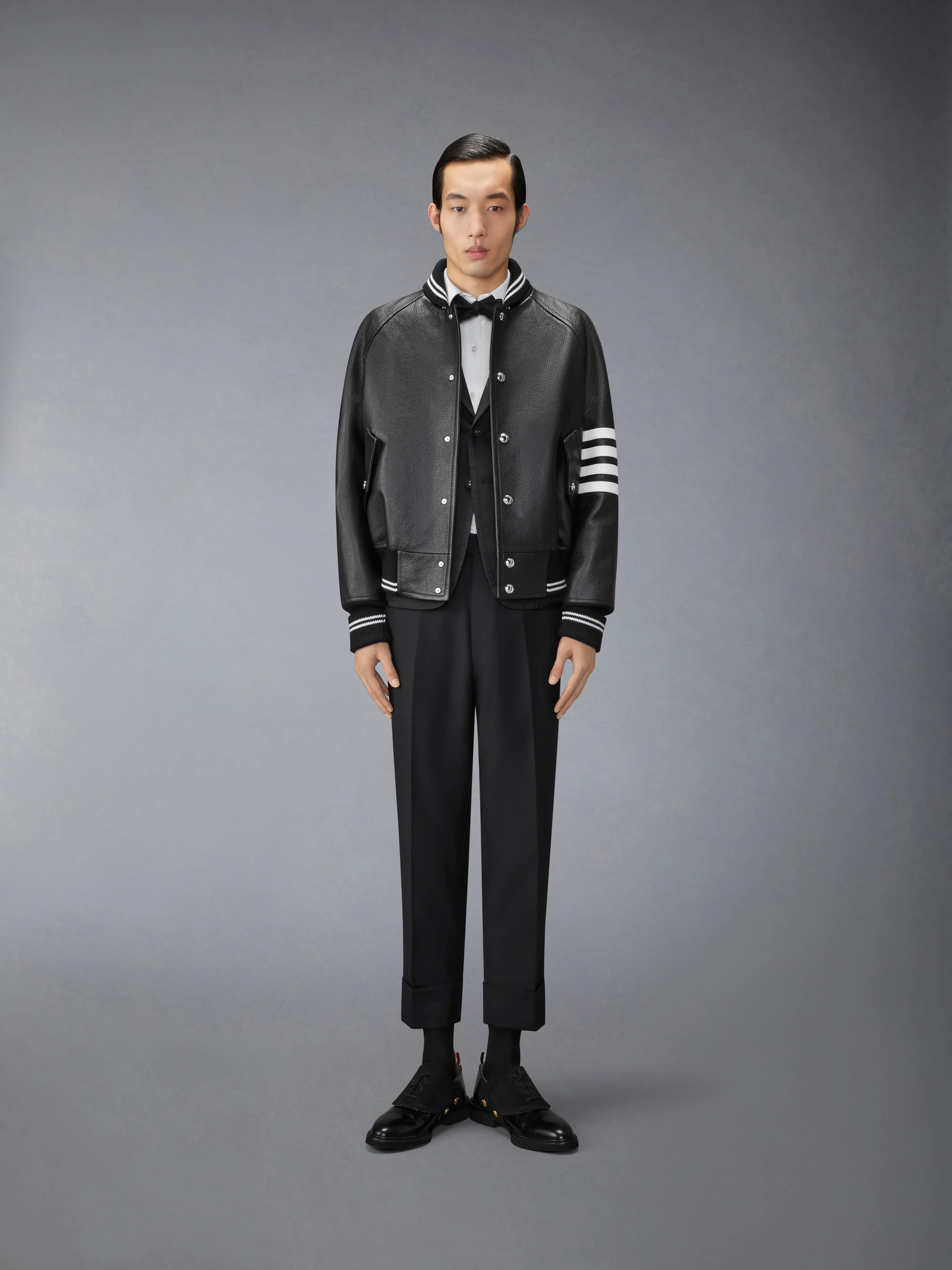 RAGLAN SLEEVE OVERSIZED LEATHER BLOUSON sold by Thom Browne product image thumbnail 3
