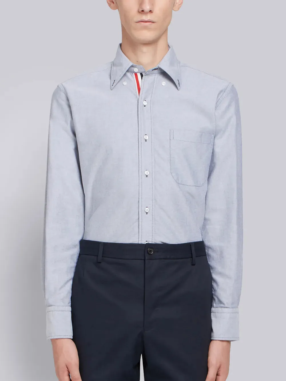 OXFORD SHIRT WITH GROSGRAIN PLACKET sold by Thom Browne