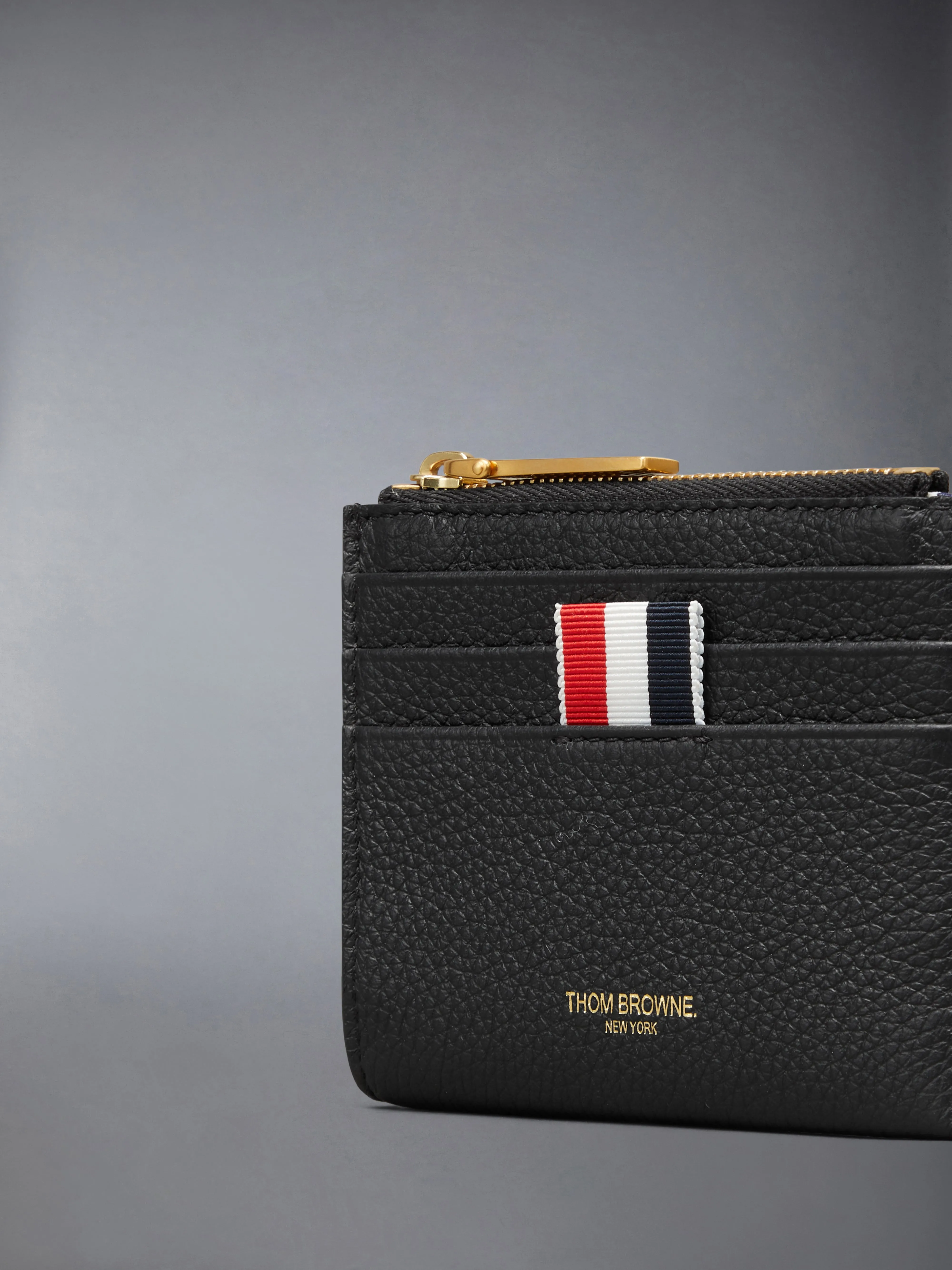 SOFT PEBBLE GRAIN ZIP TOP CARD HOLDER sold by Thom Browne product image thumbnail 4