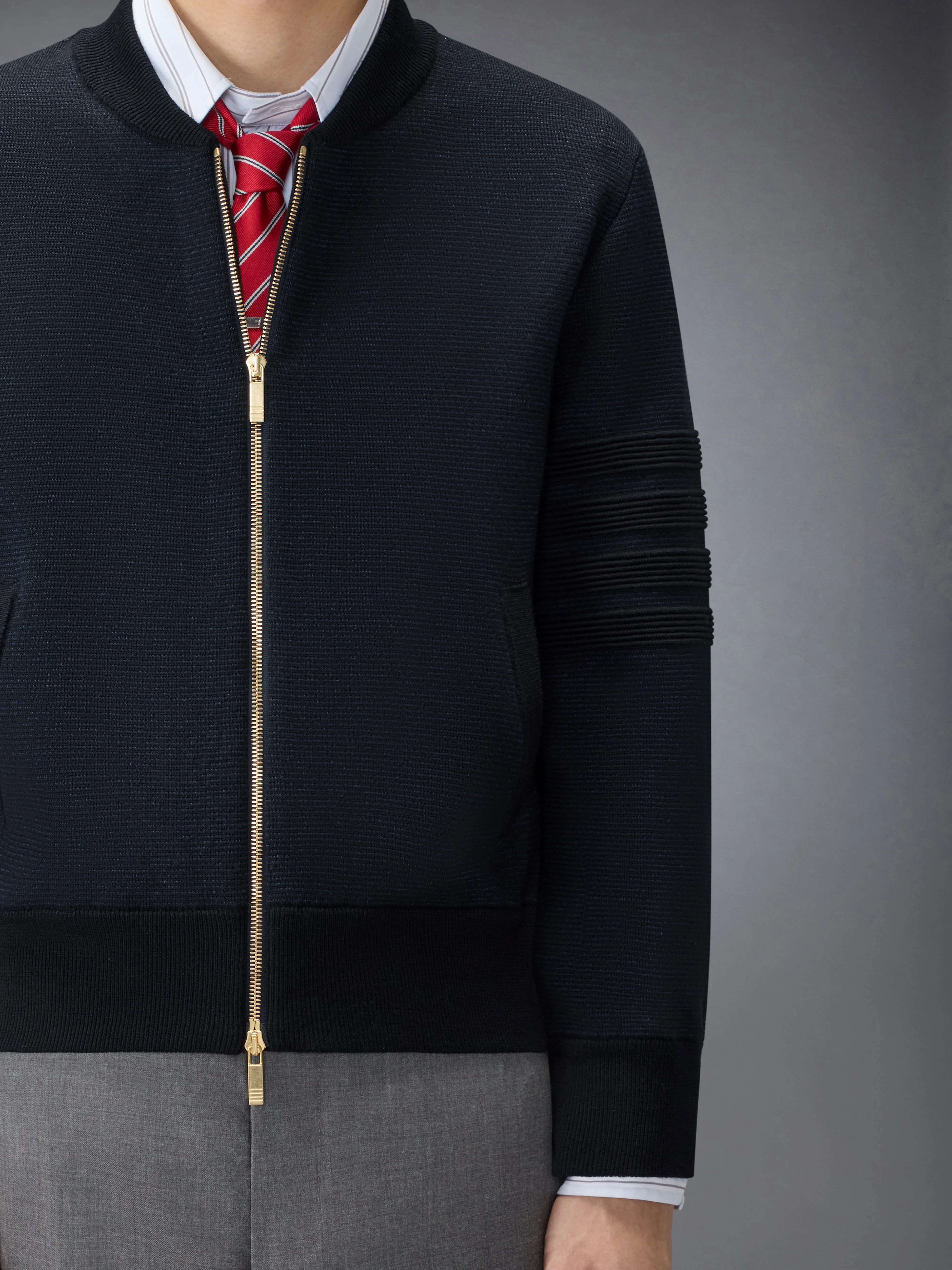 OTTOMAN MILANO STITCH 4-BAR BOMBER JACKET sold by Thom Browne product image thumbnail 5