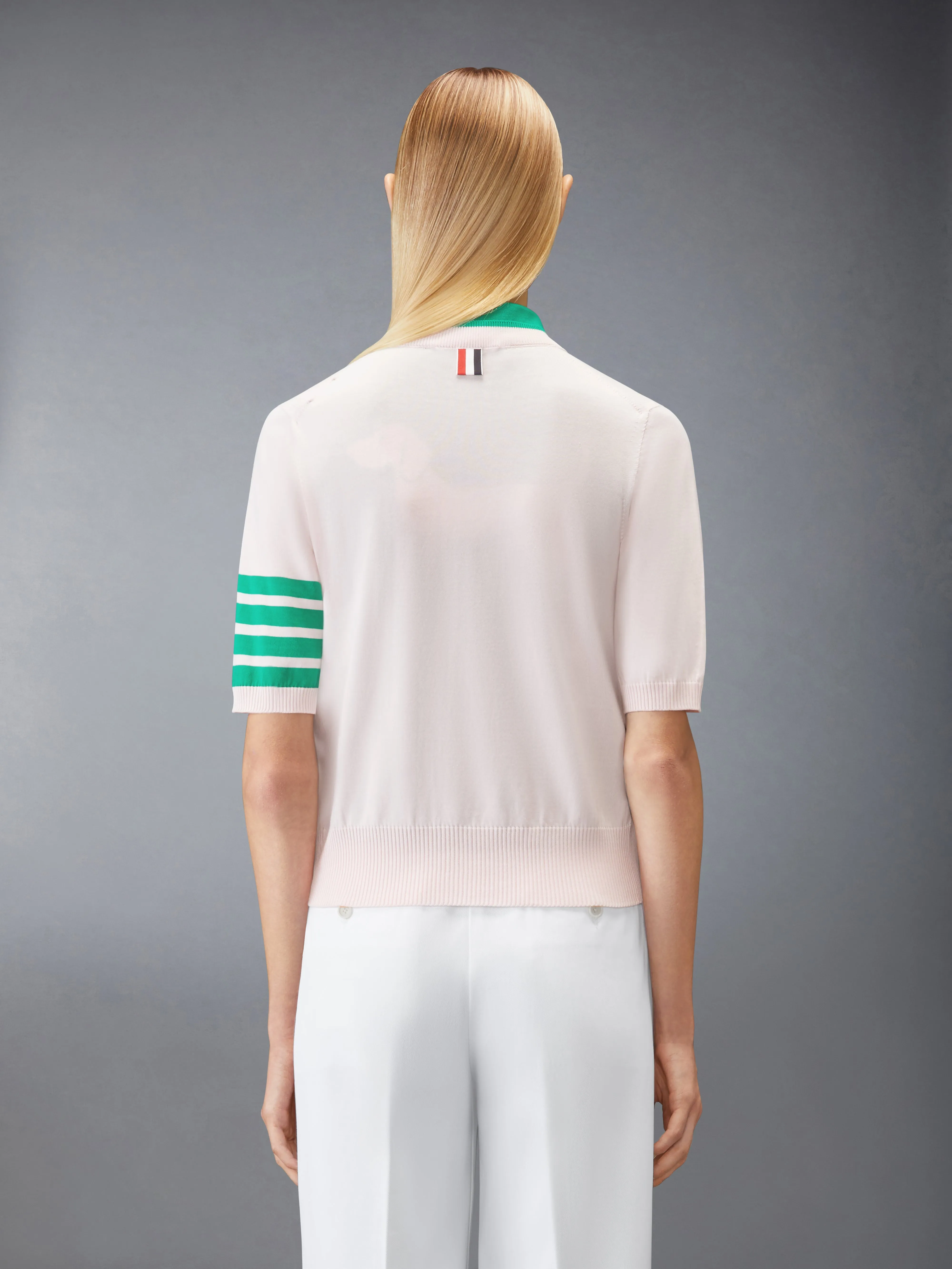 JERSEY STITCH 4-BAR SHORT SLEEVE CARDIGAN sold by Thom Browne product image thumbnail 2