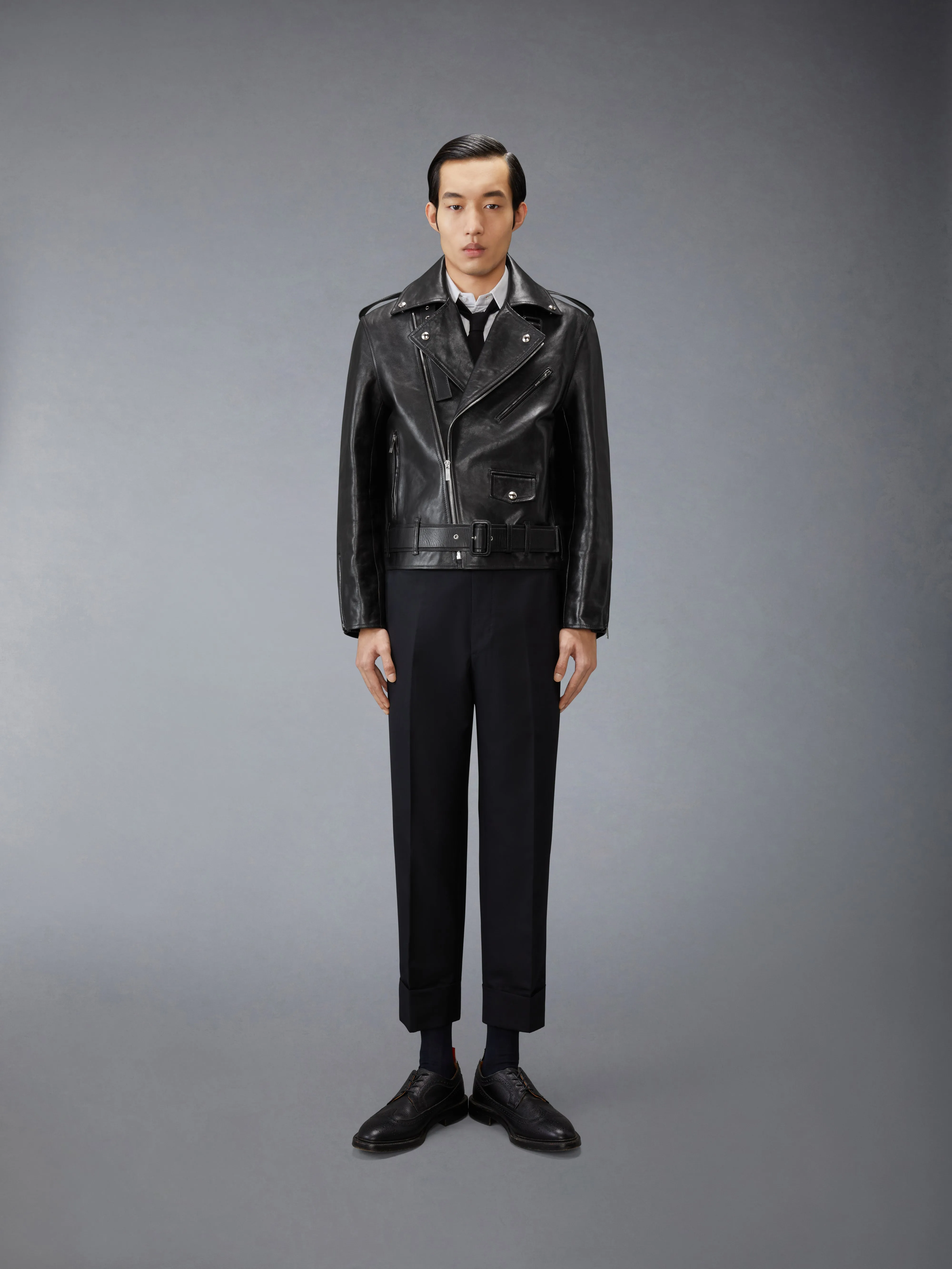 LEATHER MOTO JACKET sold by Thom Browne product image thumbnail 3