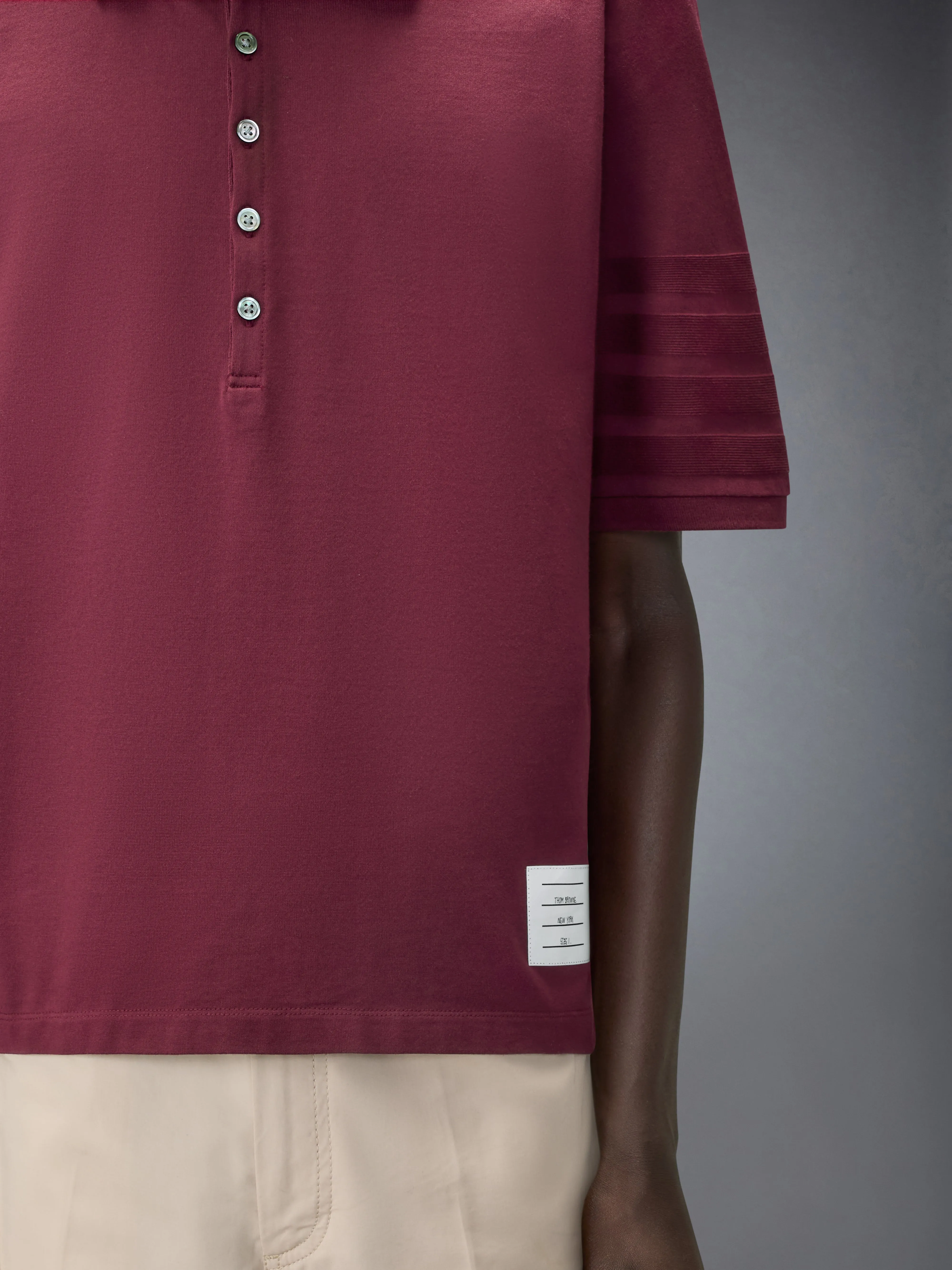 JERSEY OTTOMAN 4-BAR POLO sold by Thom Browne product image thumbnail 4