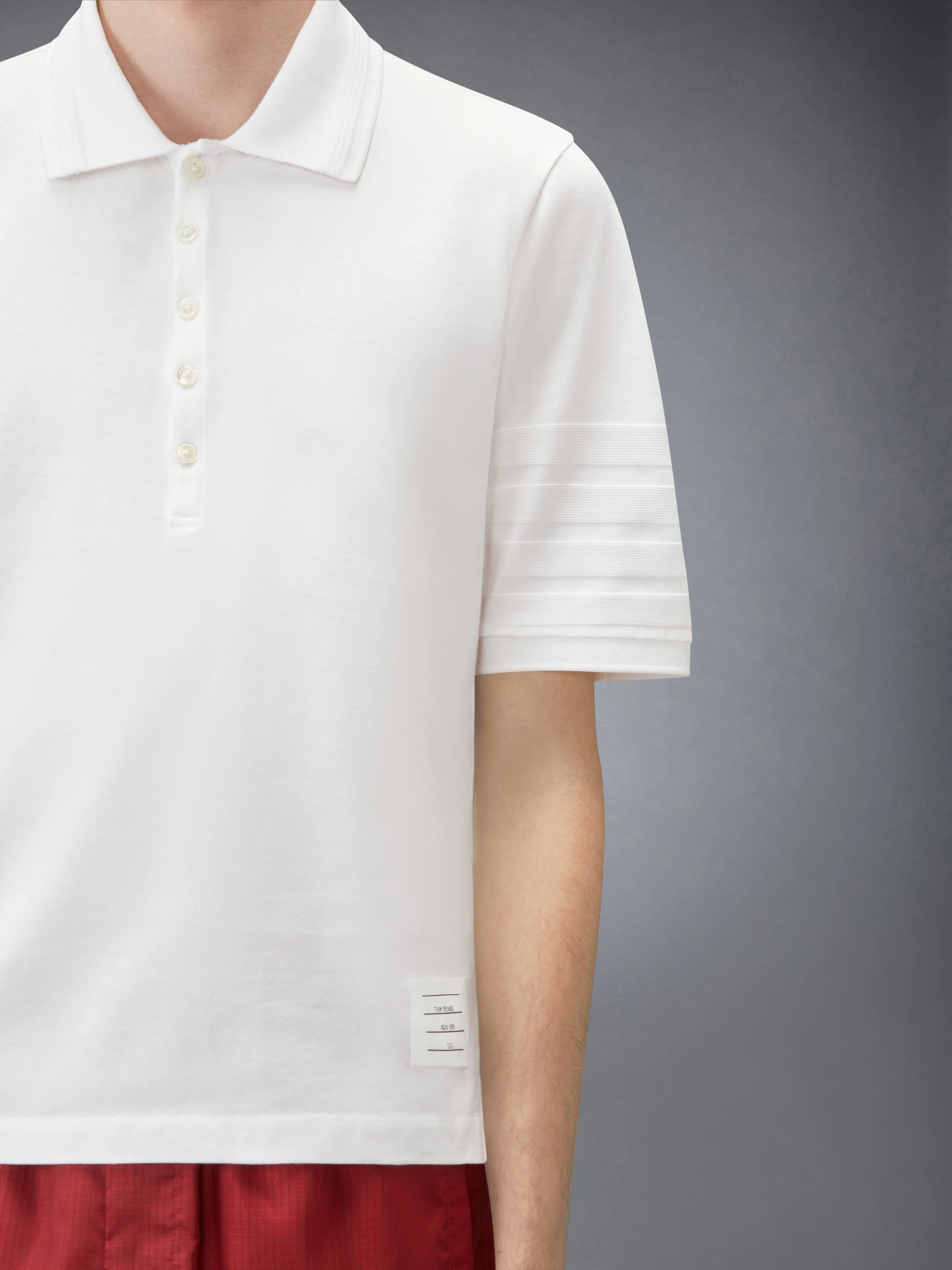 JERSEY OTTOMAN 4-BAR POLO sold by Thom Browne product image thumbnail 5