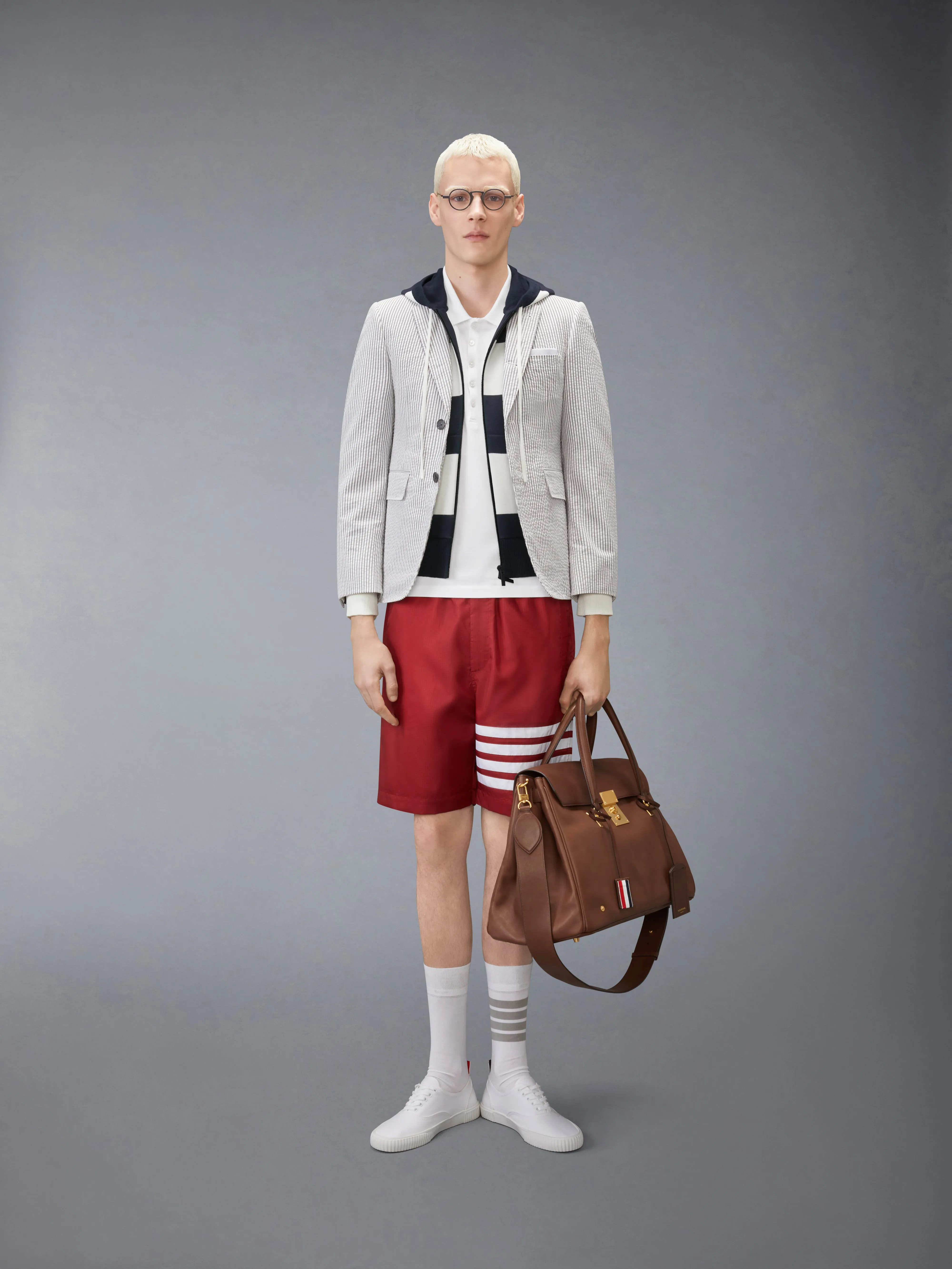 JERSEY OTTOMAN 4-BAR POLO sold by Thom Browne product image thumbnail 3