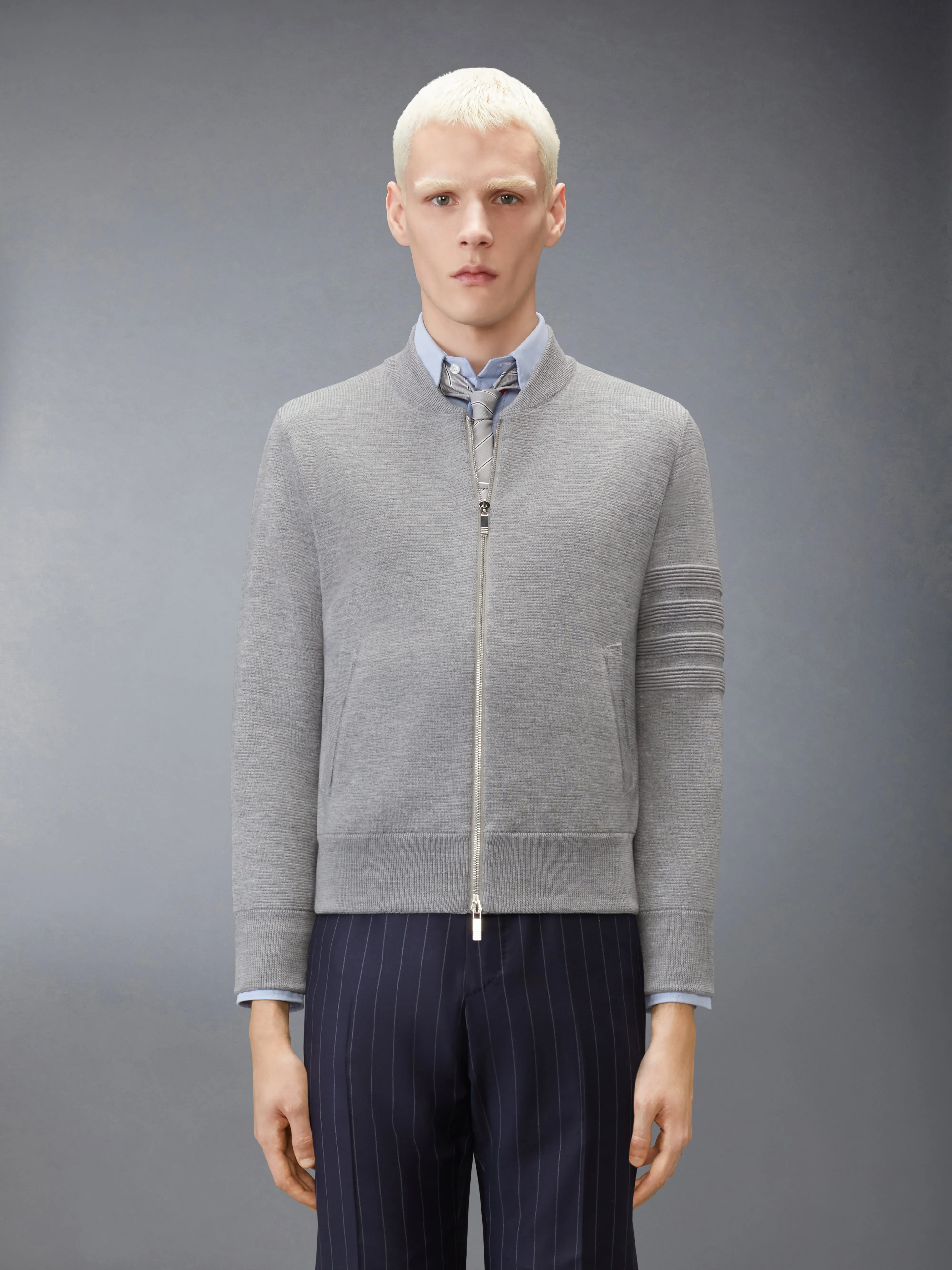 OTTOMAN MILANO STITCH 4-BAR BOMBER JACKET sold by Thom Browne