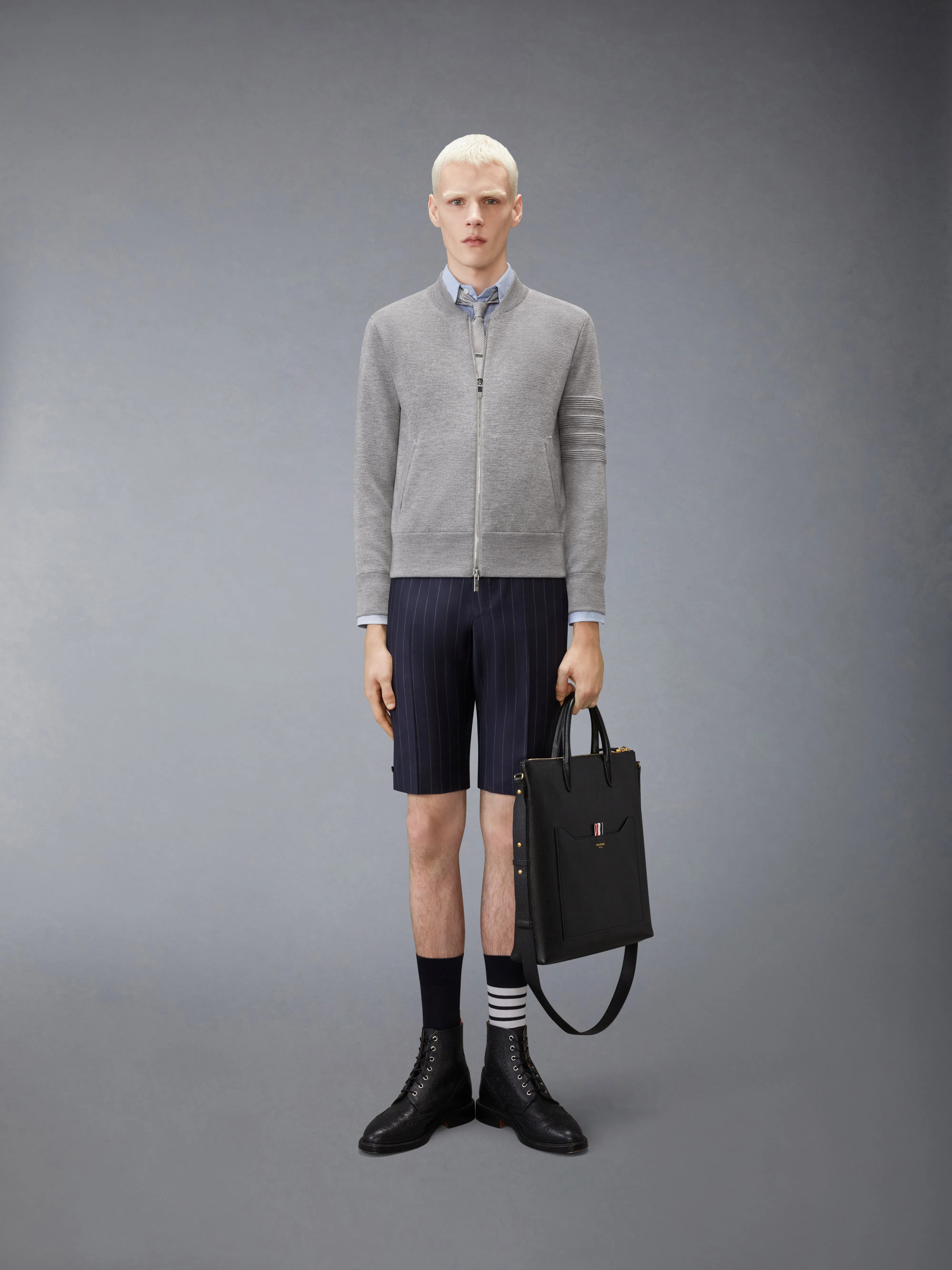 OTTOMAN MILANO STITCH 4-BAR BOMBER JACKET sold by Thom Browne product image thumbnail 3