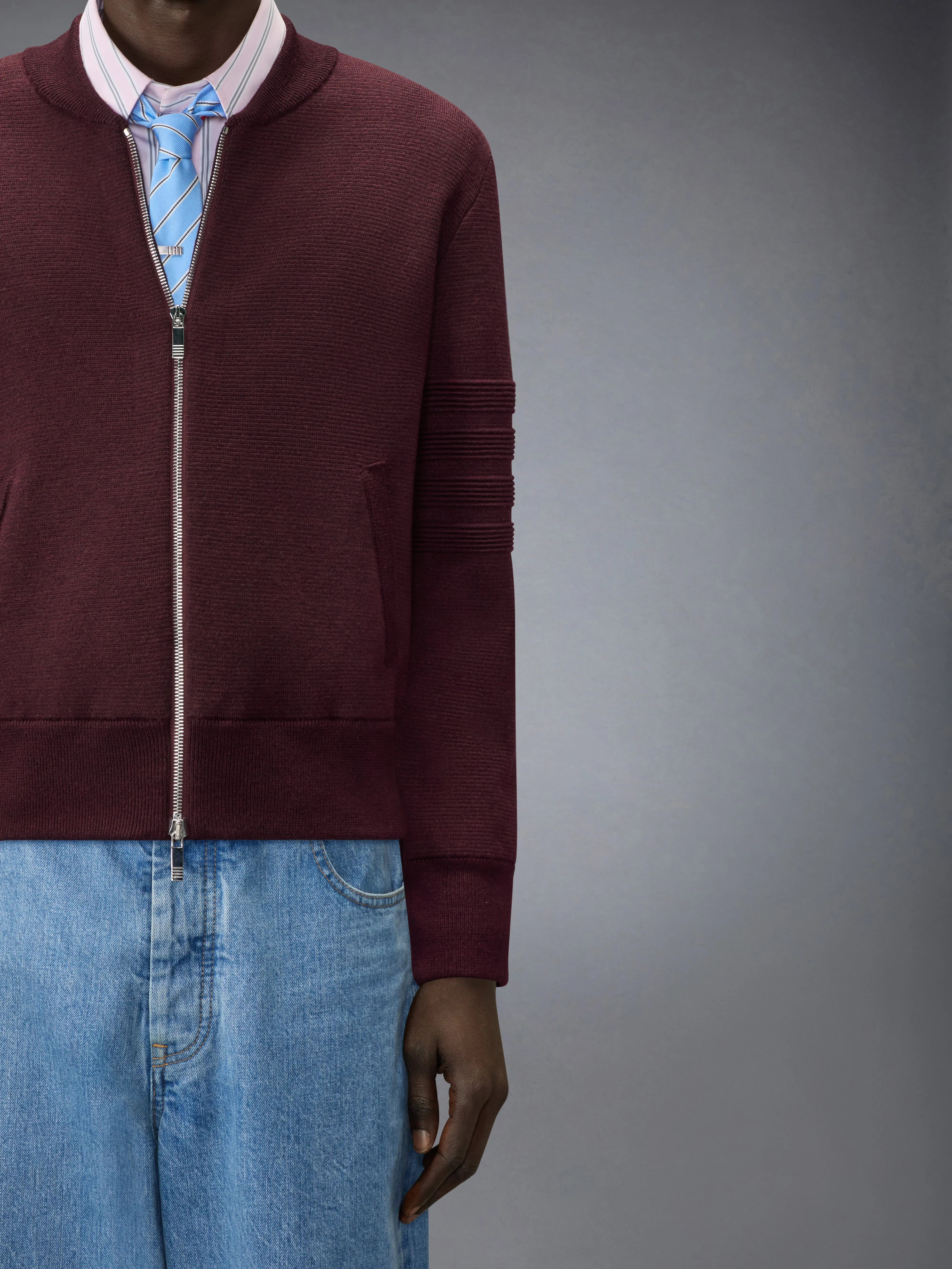OTTOMAN MILANO STITCH 4-BAR BOMBER JACKET sold by Thom Browne product image thumbnail 5