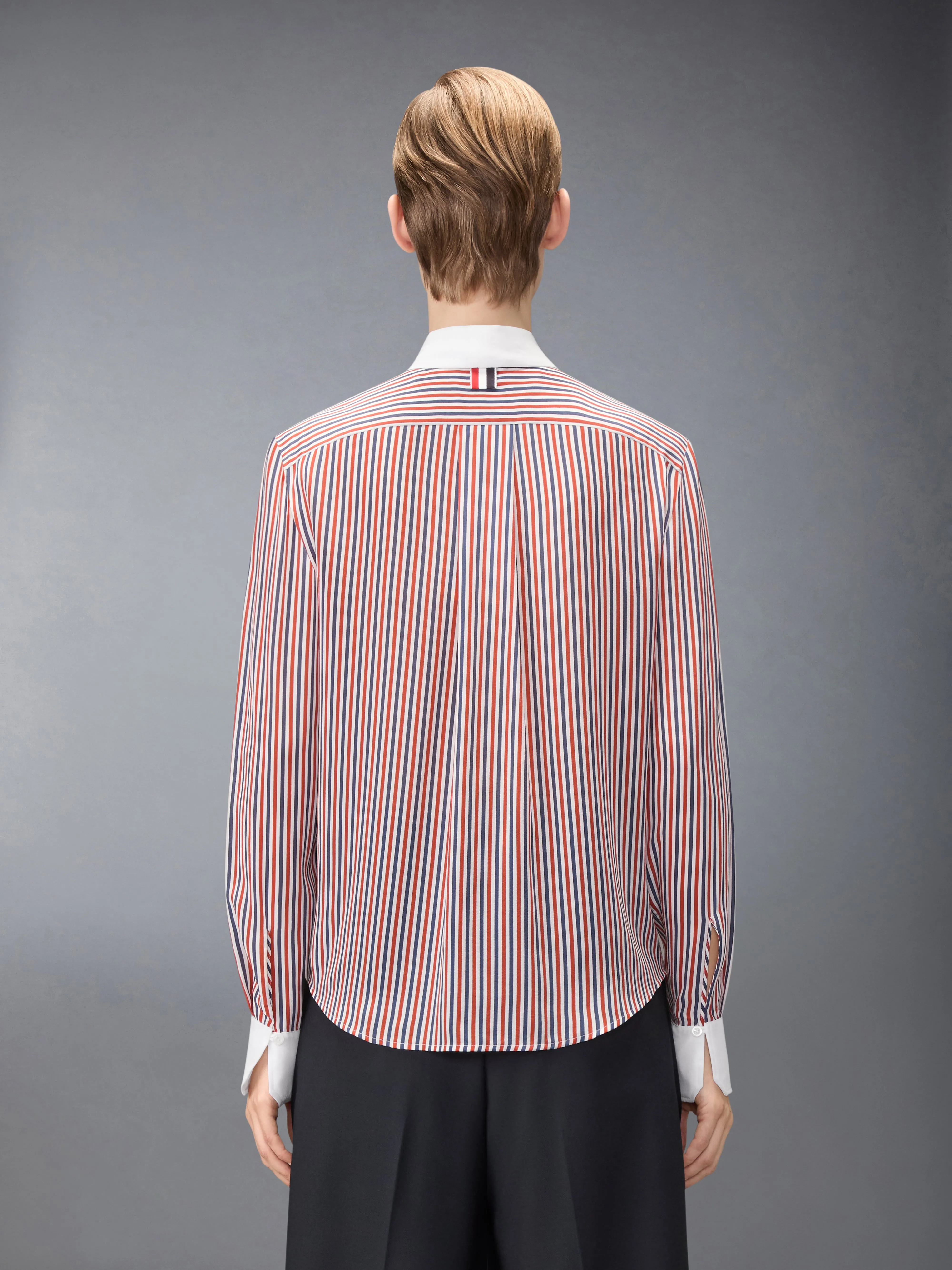 SILK STRIPED SHIRT WITH DETACHABLE COLLAR sold by Thom Browne product image thumbnail 3