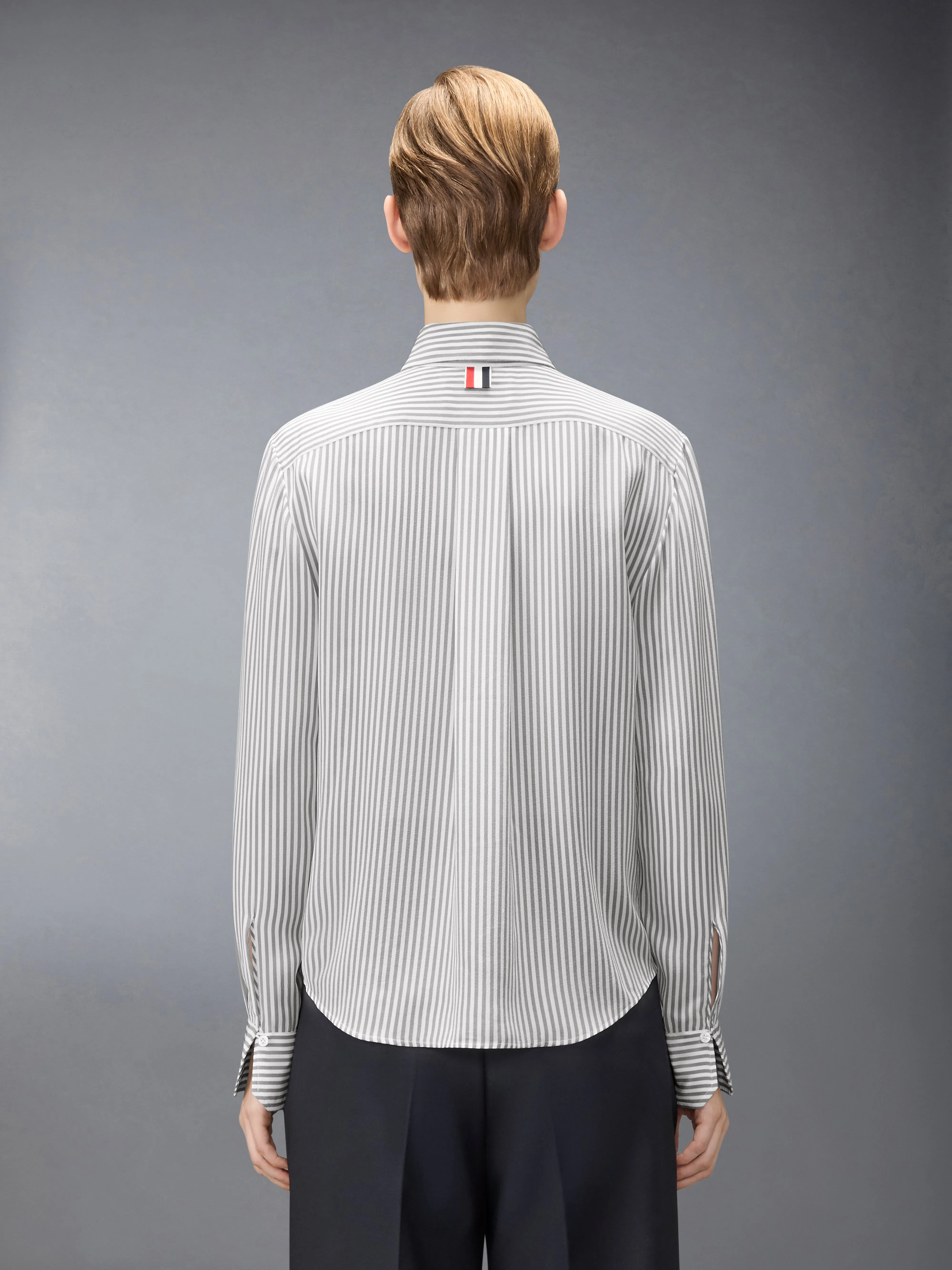 SILK STRIPED SHIRT WITH DETACHABLE COLLAR sold by Thom Browne product image thumbnail 3