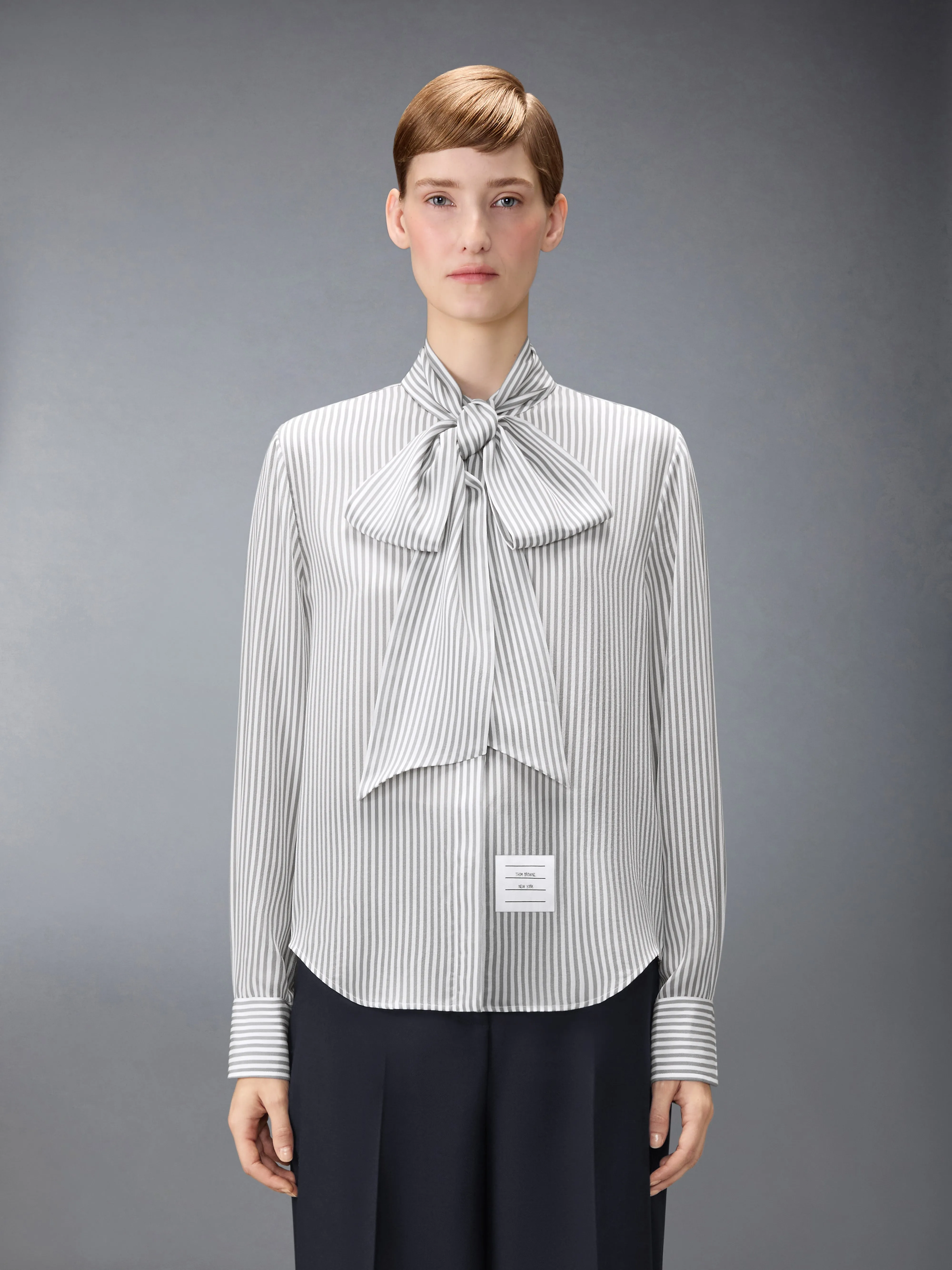 SILK STRIPED SHIRT WITH DETACHABLE COLLAR sold by Thom Browne product image thumbnail 2