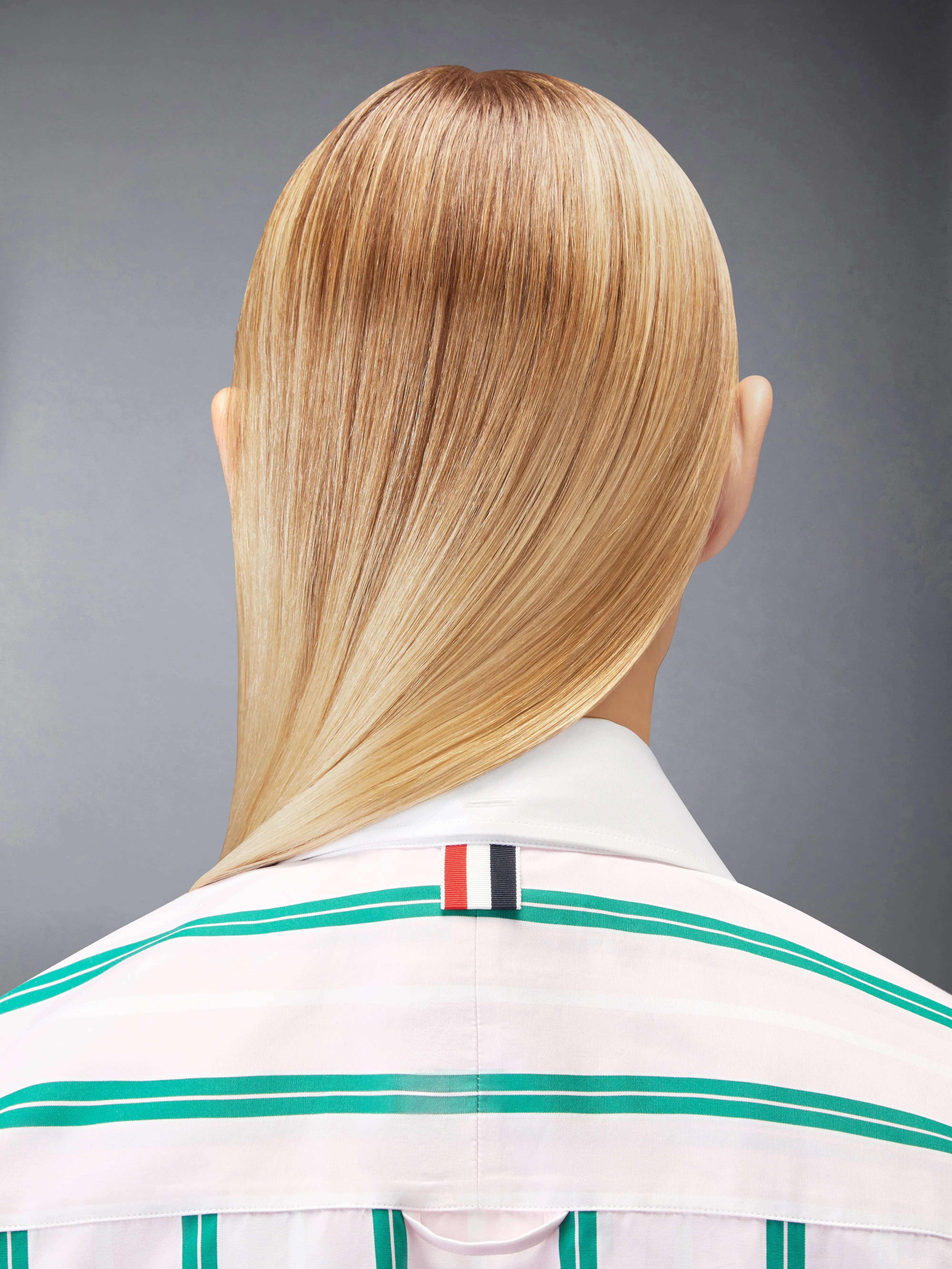 POPLIN REPP STRIPE SUPERSIZED SHORT SLEEVE SHIRT sold by Thom Browne product image thumbnail 5