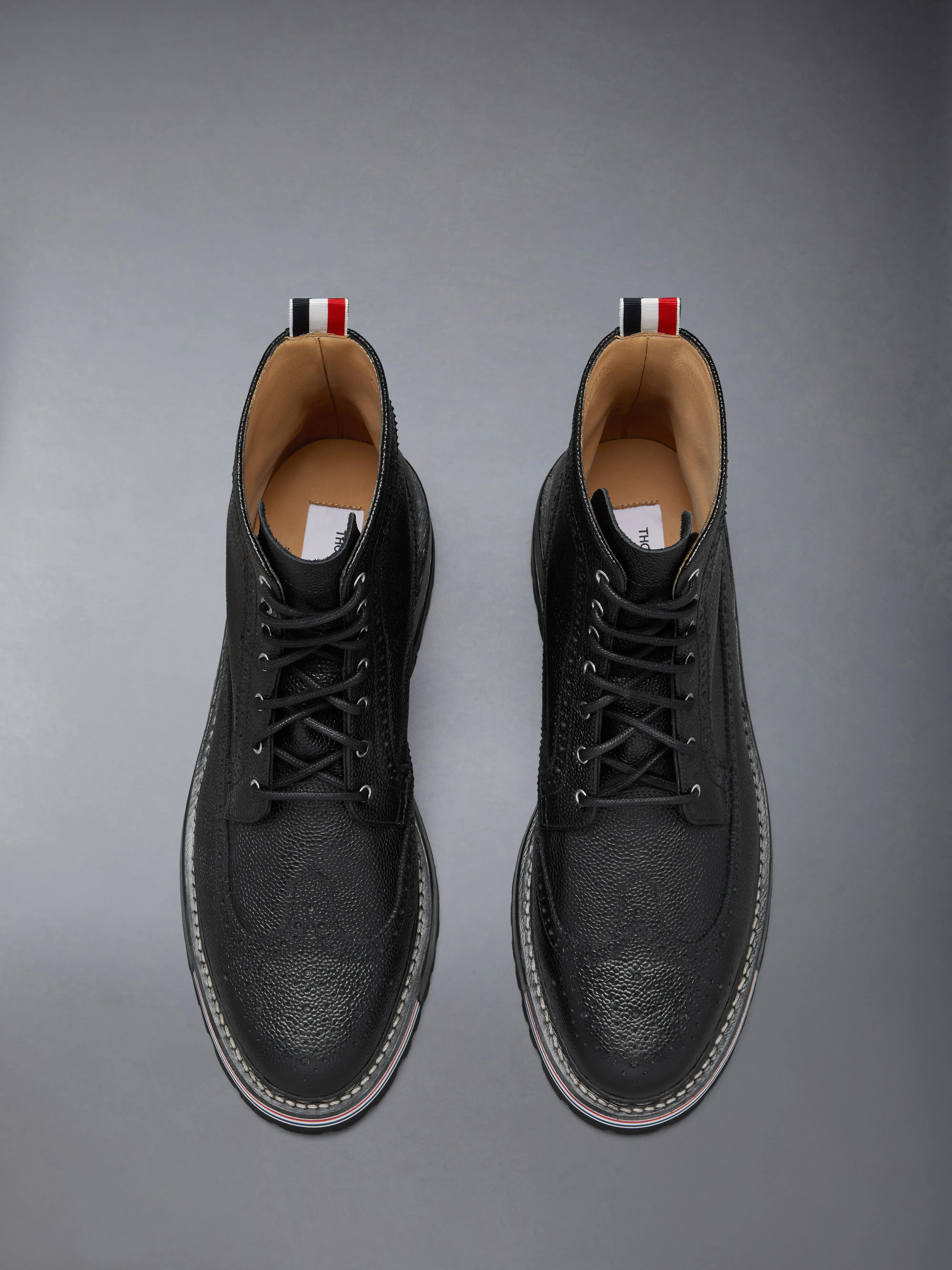 PEBBLE GRAIN LEATHER LONGWING BOOTS WITH HIKING SOLE sold by Thom Browne product image thumbnail 4