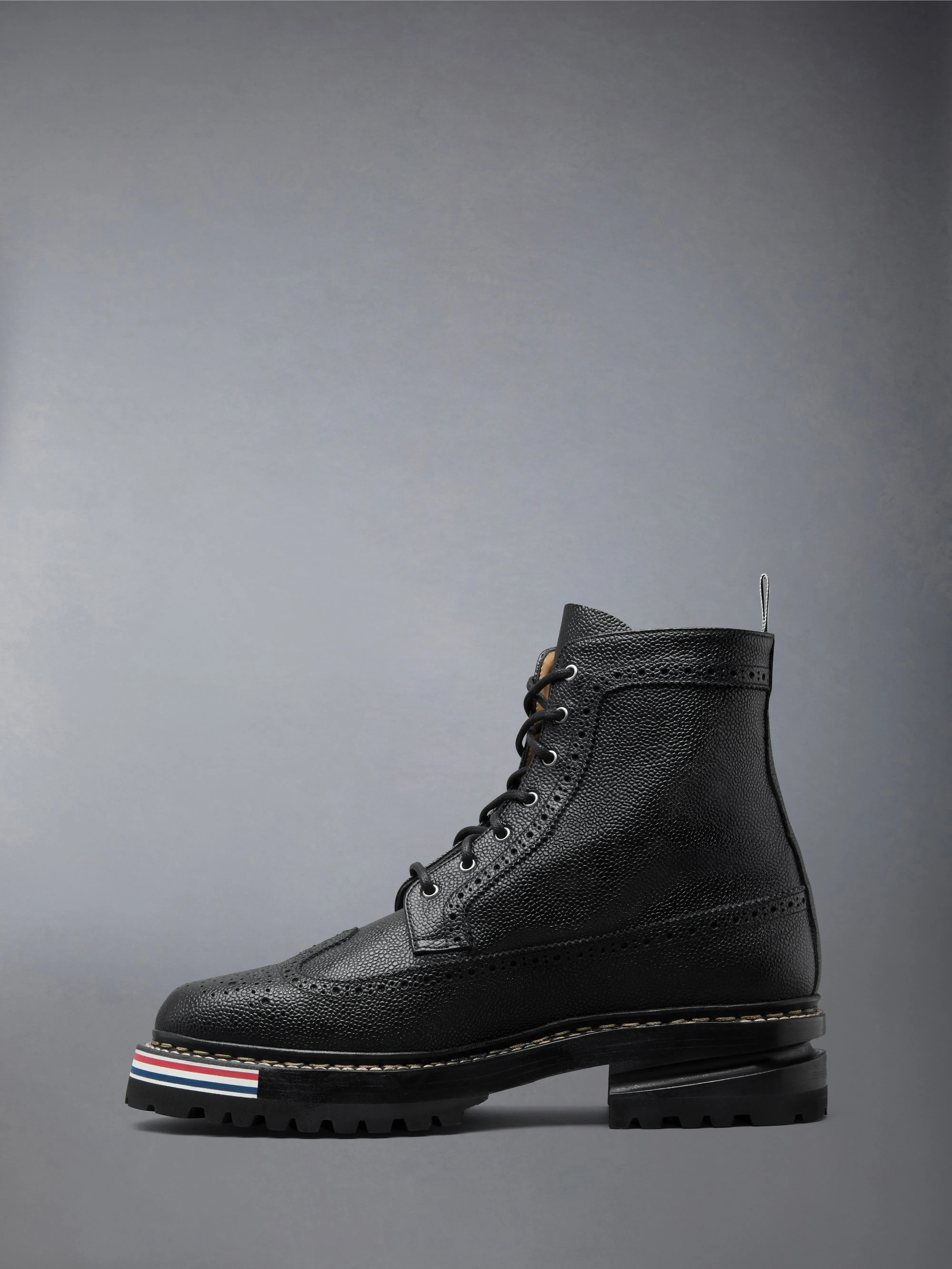 PEBBLE GRAIN LEATHER LONGWING BOOTS WITH HIKING SOLE sold by Thom Browne product image thumbnail 3
