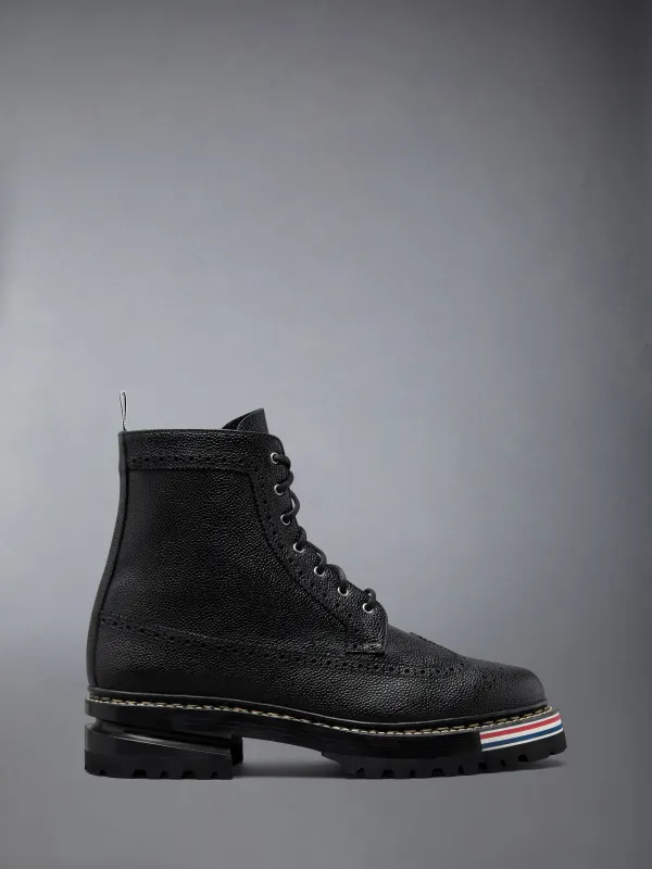 PEBBLE GRAIN LEATHER LONGWING BOOTS WITH HIKING SOLE made by Thom Browne