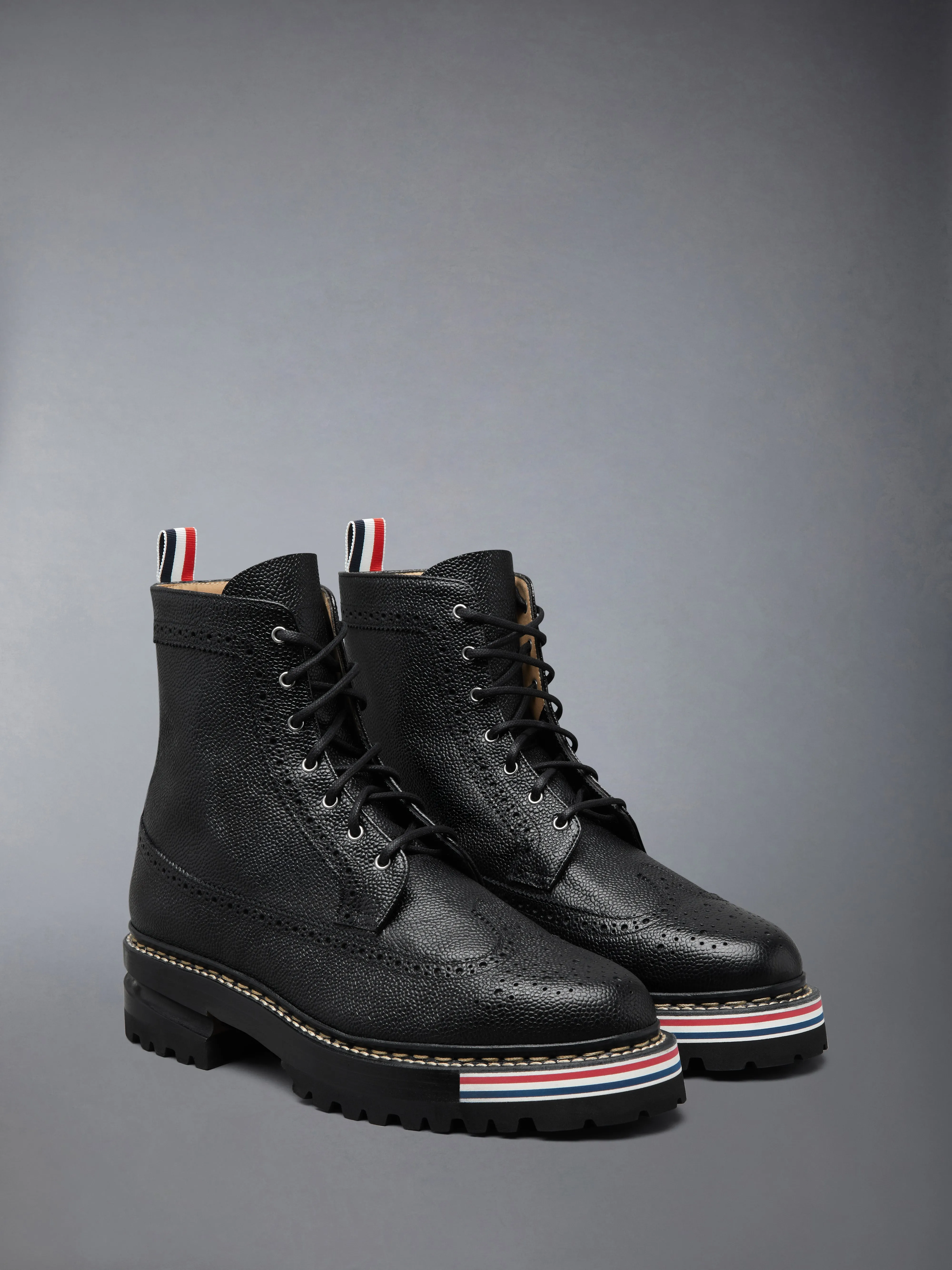 PEBBLE GRAIN LEATHER LONGWING BOOTS WITH HIKING SOLE sold by Thom Browne product image thumbnail 2