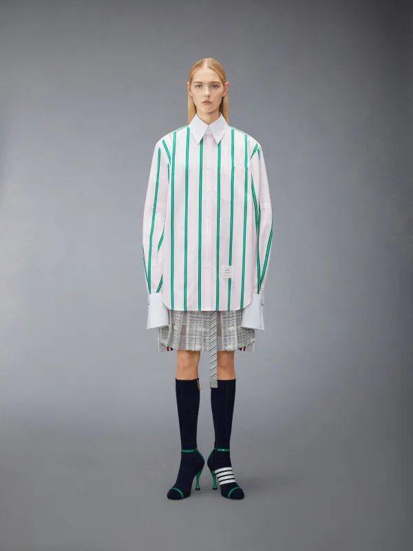 POPLIN REPP STRIPE OVERSIZED SHIRT WITH ARMBANDS made by Thom Browne