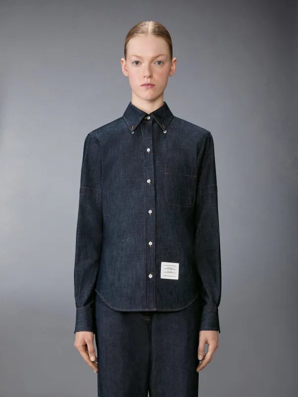 DENIM SHIRT WITH ARMBANDS made by Thom Browne