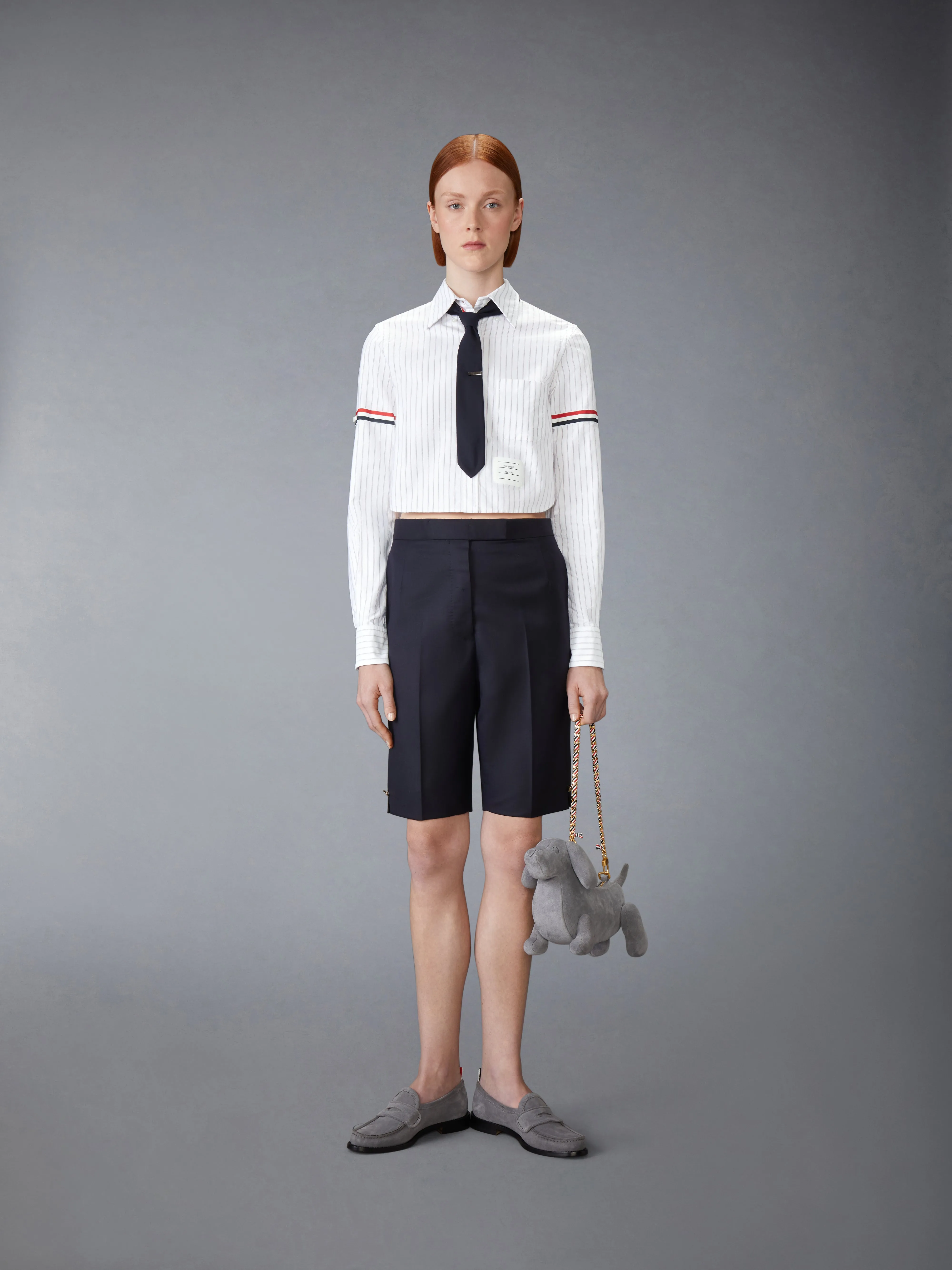 OXFORD PINSTRIPE CROPPED SHIRT WITH ARMBANDS sold by Thom Browne product image thumbnail 2