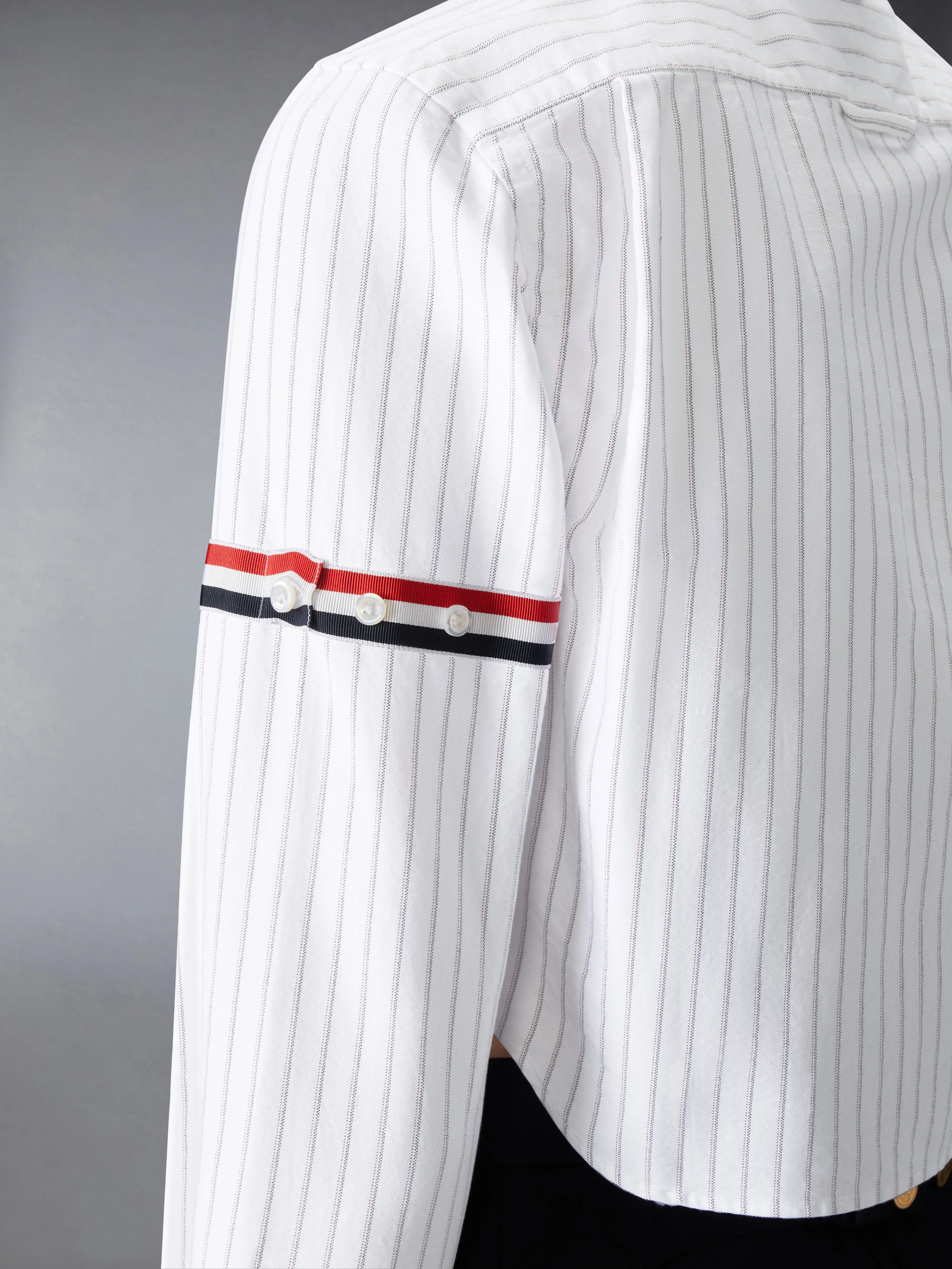 OXFORD PINSTRIPE CROPPED SHIRT WITH ARMBANDS sold by Thom Browne product image thumbnail 5
