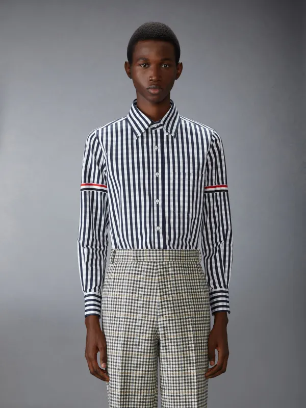 POPLIN GINGHAM CHECK SHIRT WITH ARMBANDS made by Thom Browne