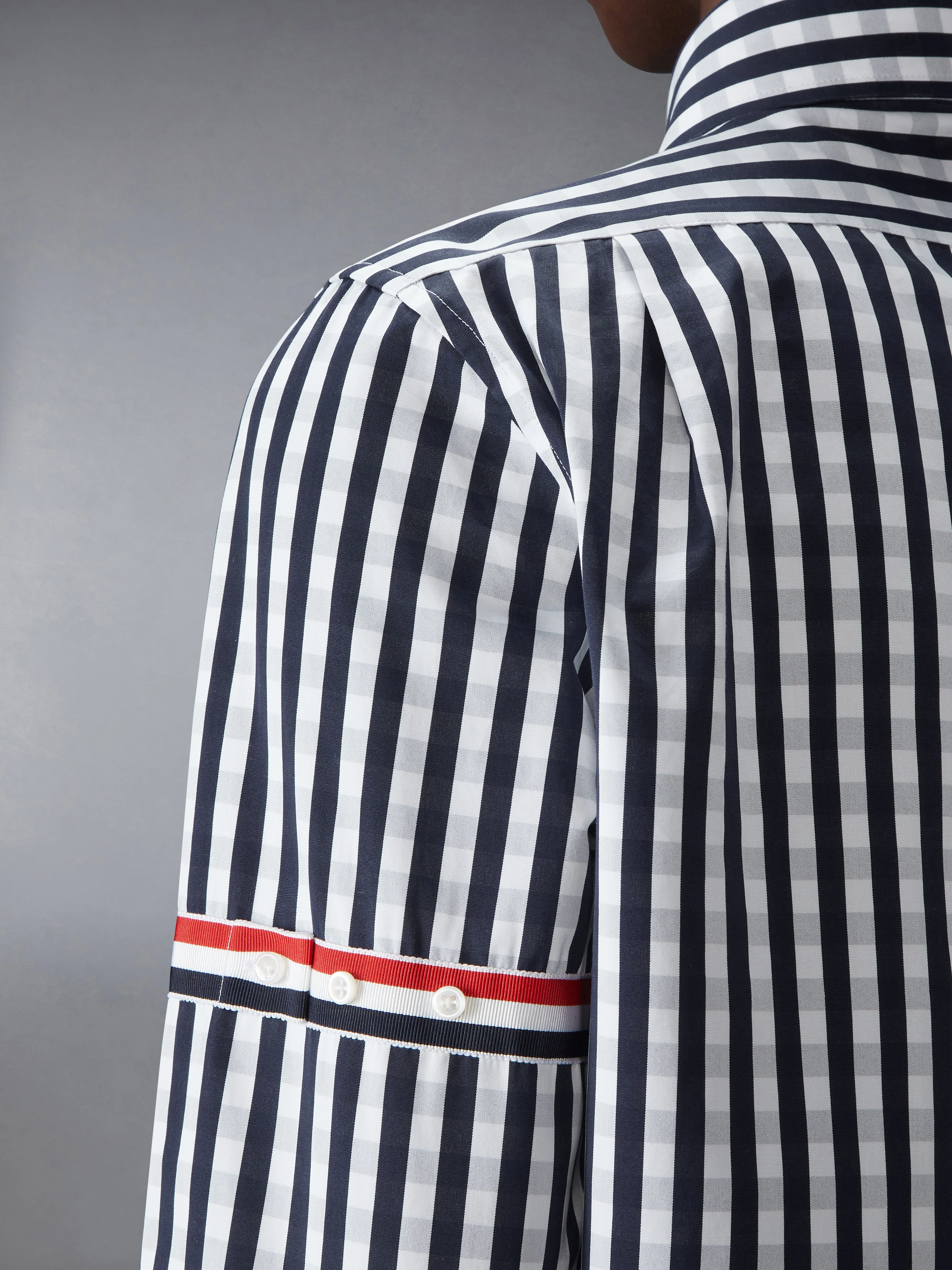 POPLIN GINGHAM CHECK SHIRT WITH ARMBANDS sold by Thom Browne product image thumbnail 5