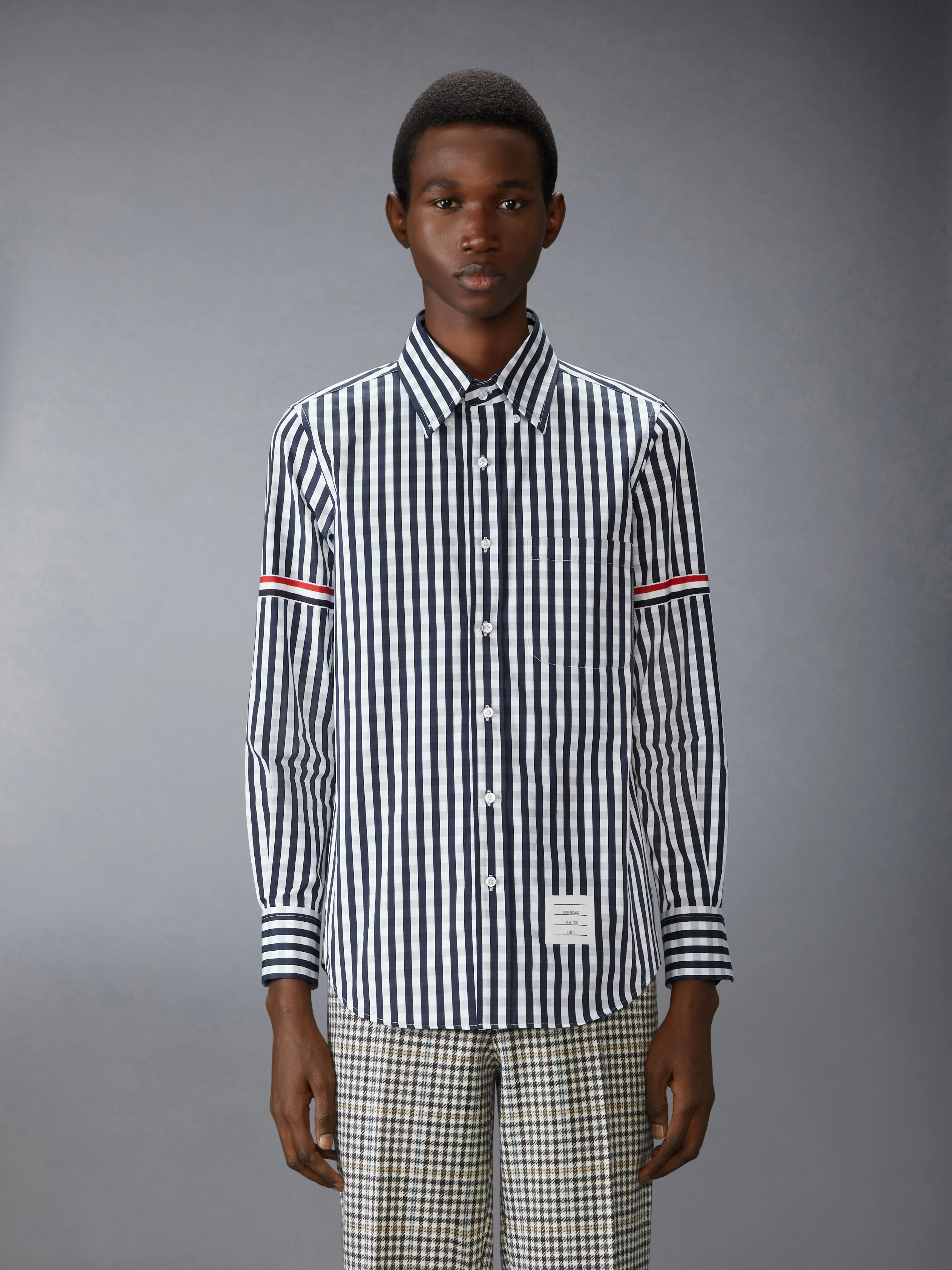 POPLIN GINGHAM CHECK SHIRT WITH ARMBANDS sold by Thom Browne product image thumbnail 2