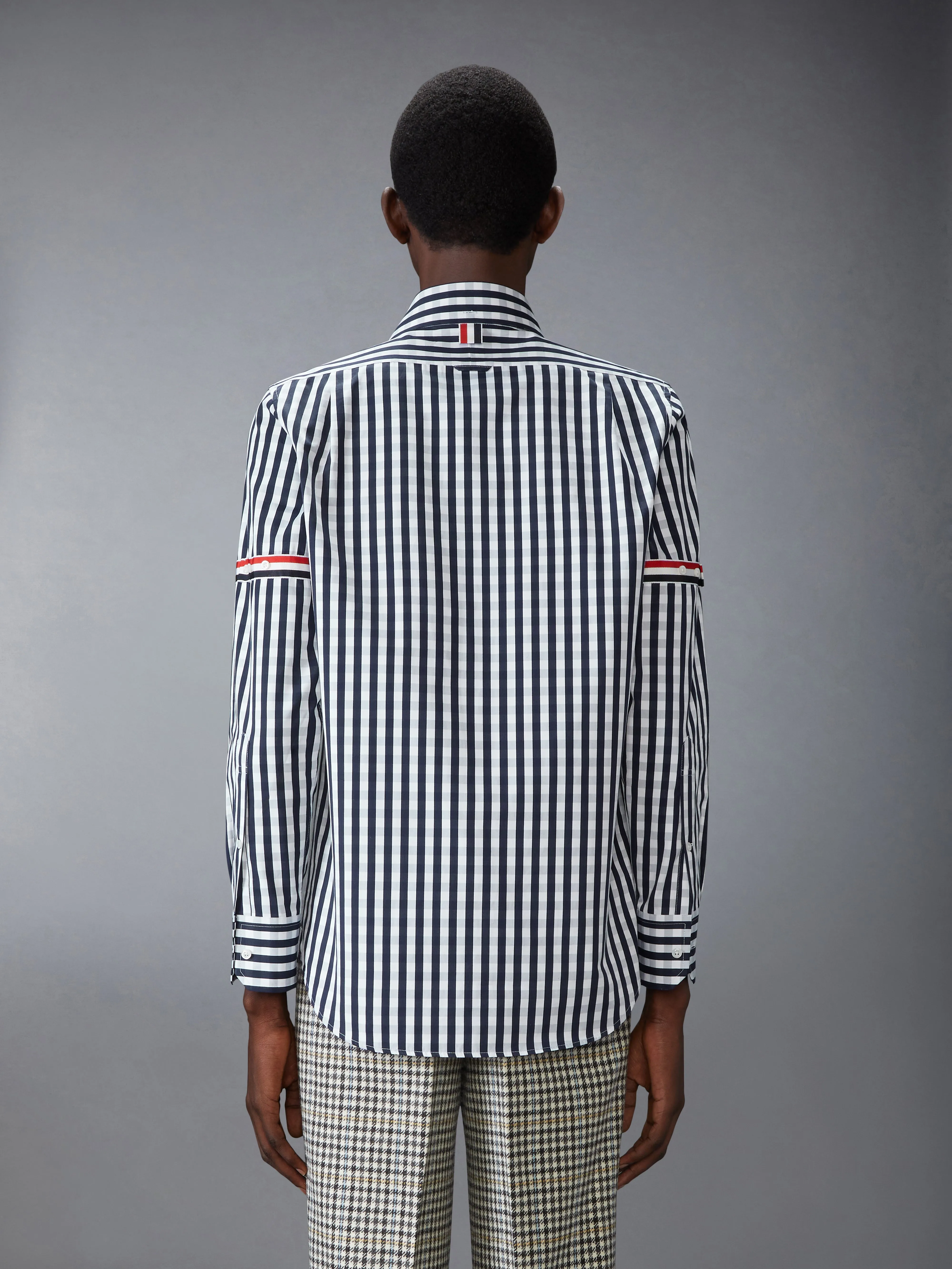 POPLIN GINGHAM CHECK SHIRT WITH ARMBANDS sold by Thom Browne product image thumbnail 3